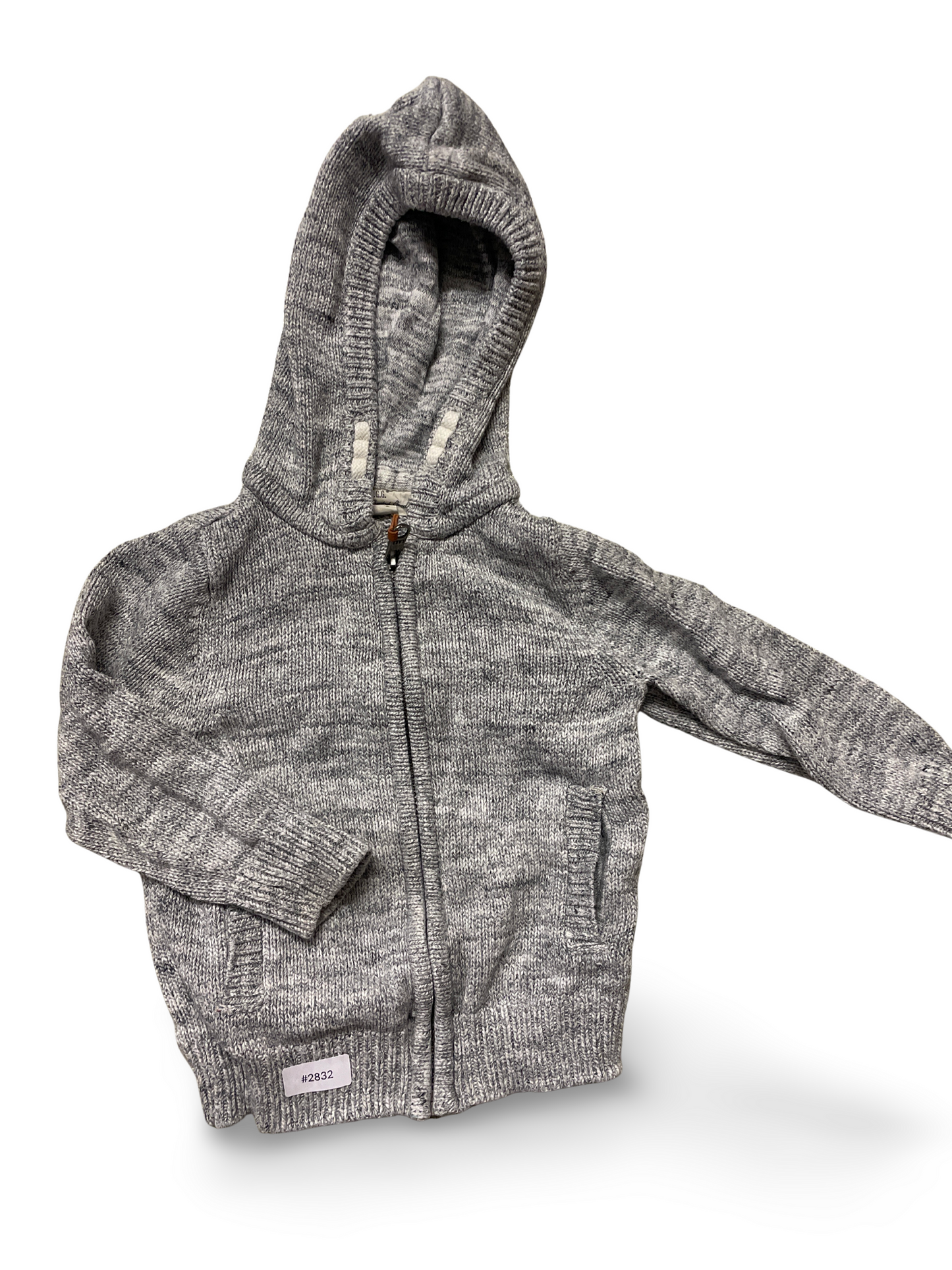 Grau melierte Kapuzenjacke mit Reissverschluss - Gr. 92