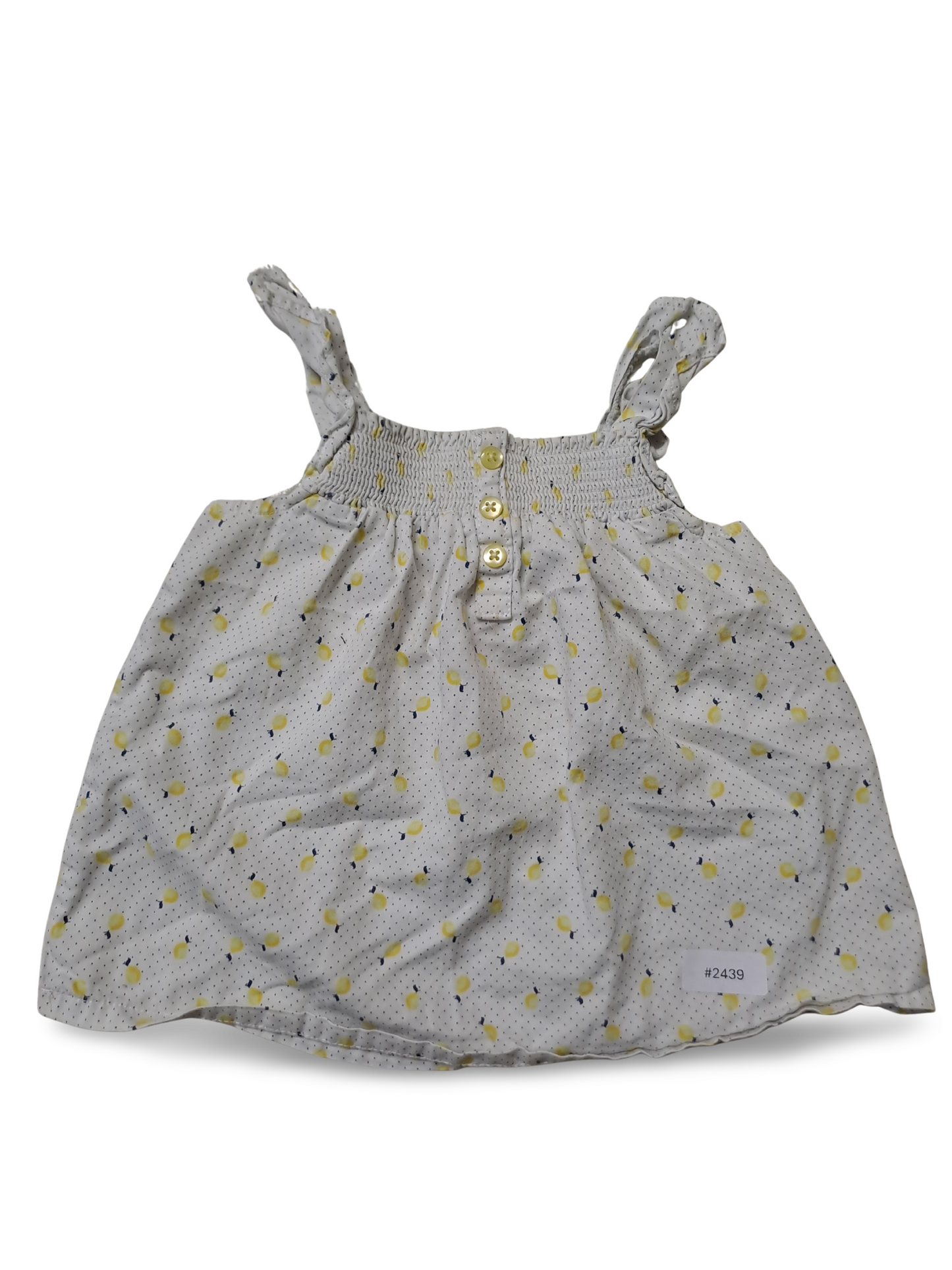 Weisses Sommerkleid mit Zitronenprint - Gr. 92