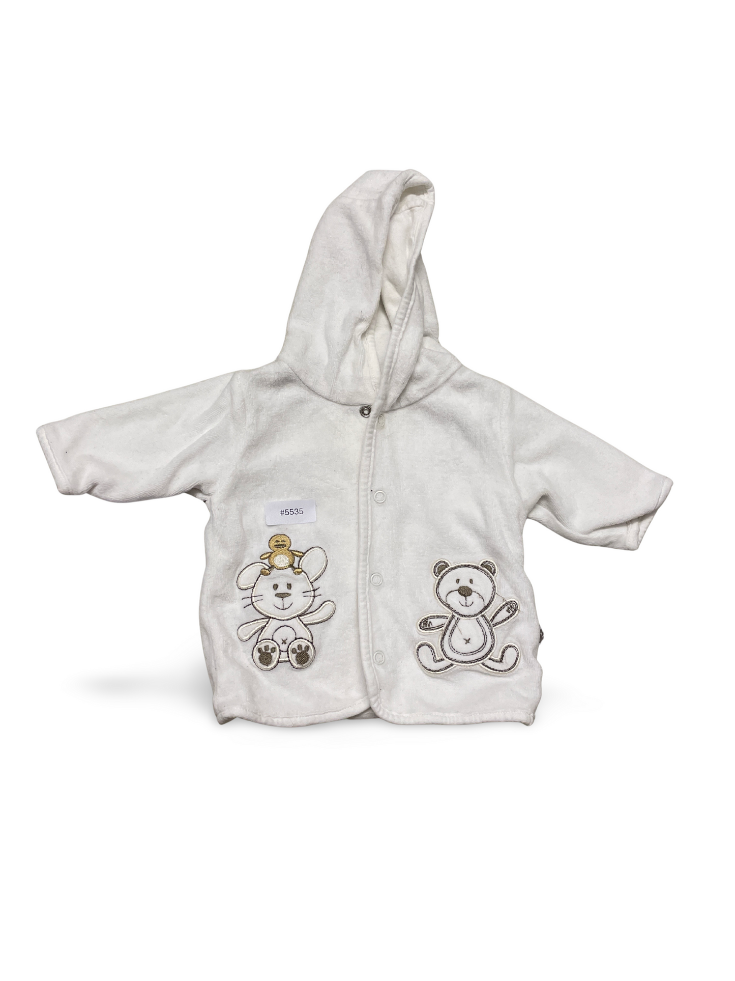 Weisse Kapuzenjacke mit Tierstickerei - Gr. 50