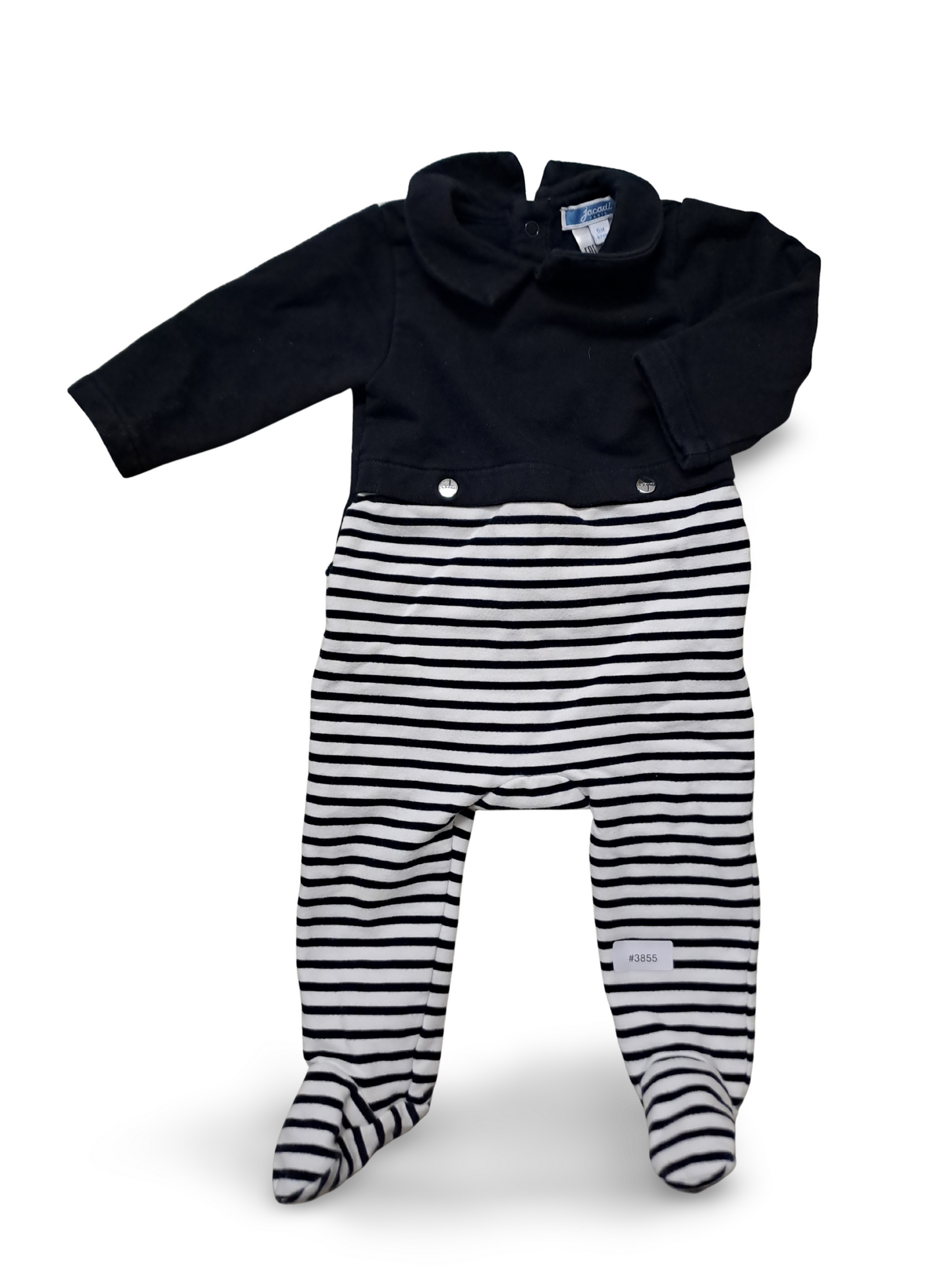 Gestreifter Strampler mit schwarzem Oberteil - Gr. 68