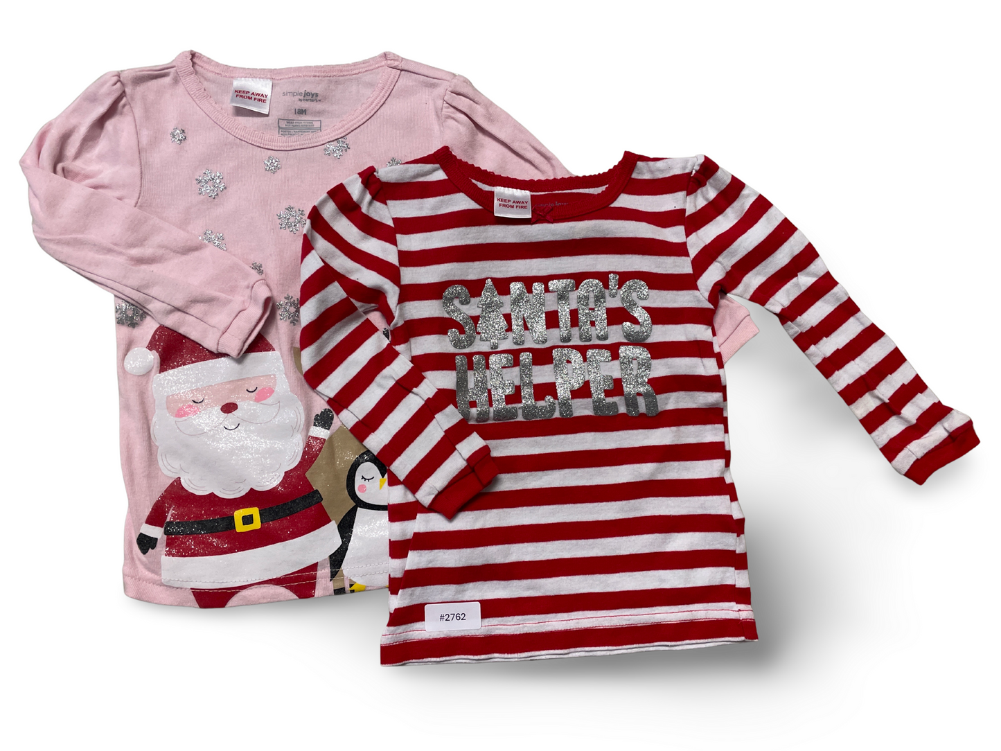 2er Bundle Langarmshirts mit Weihnachtsmotiv - Gr. 86
