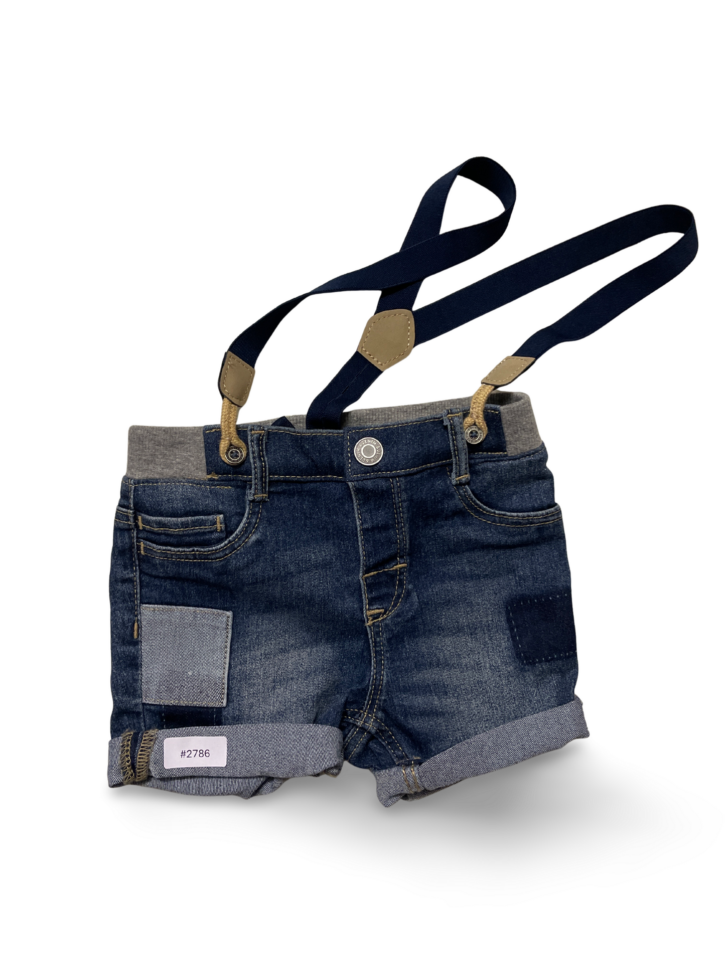 Jeansshorts mit Hosenträgern - Gr. 86