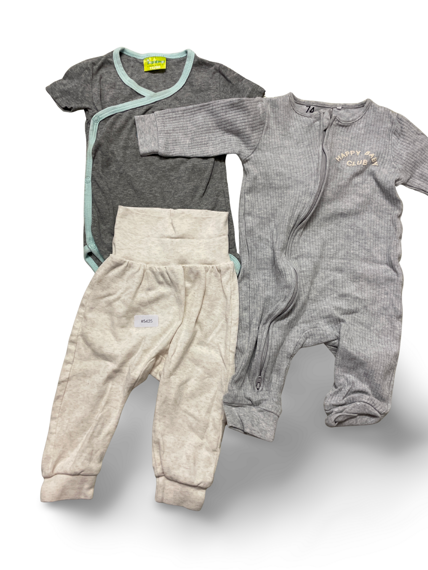 Babyset Wickelbody, Jogginghose und Strampler - Gr. 74