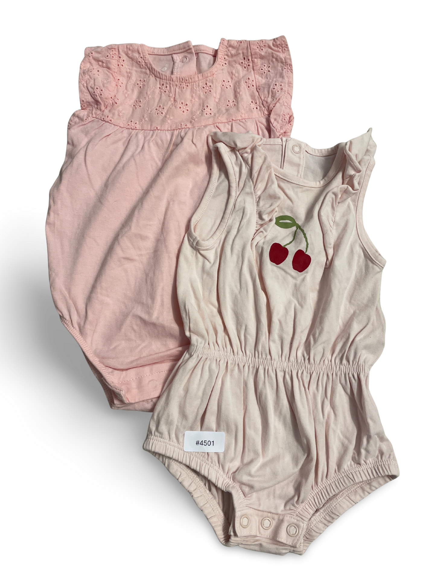 2er Bundle Rosa Strampler mit Kirschen - Gr. 62