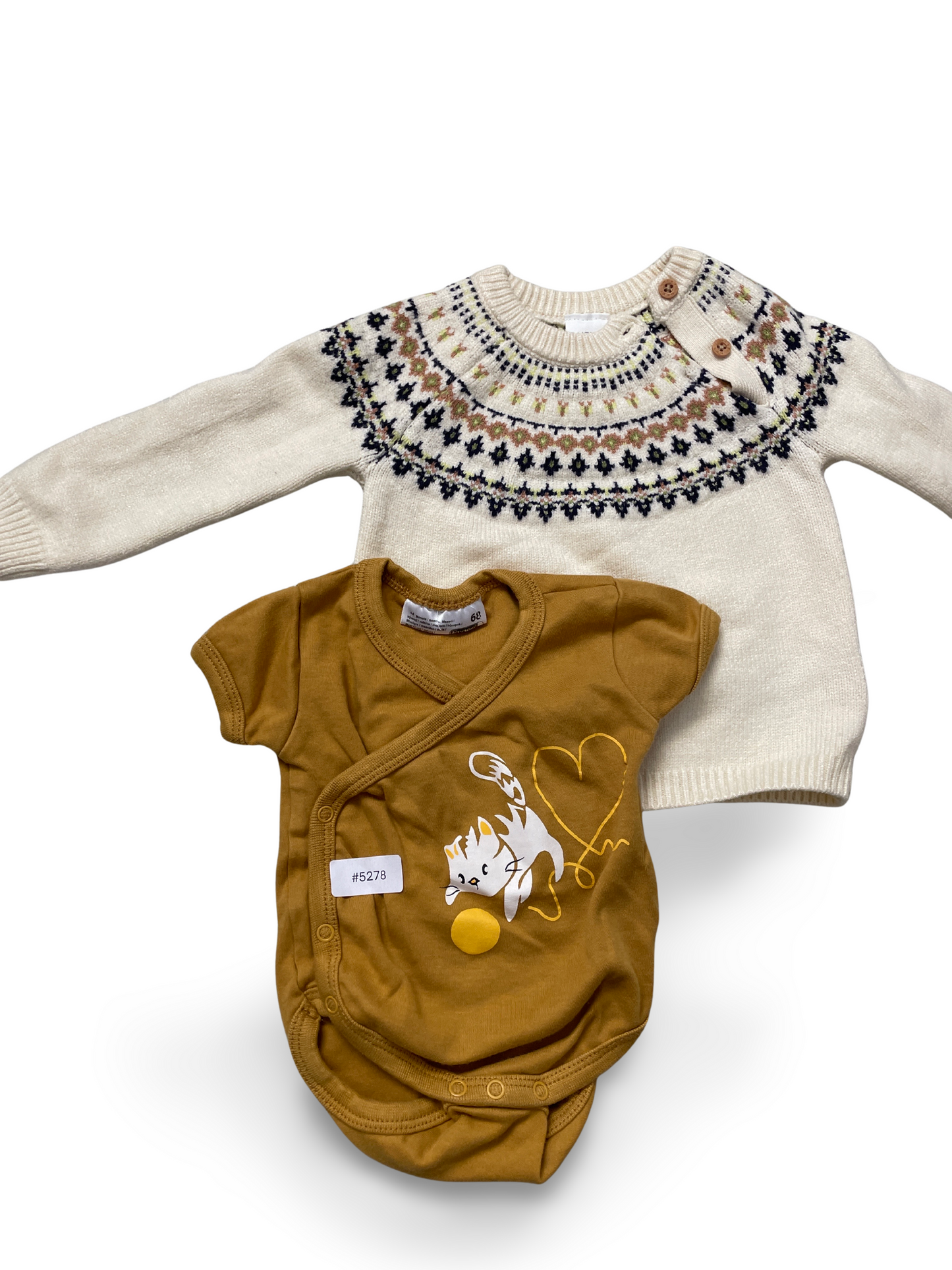Gestrickter Pullover mit Norwegermuster - Gr. 68