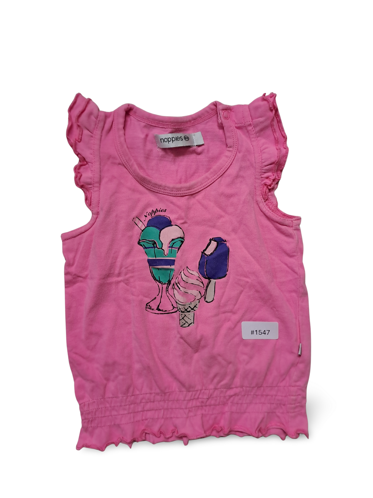 Rosa Top mit Rüschen und Eisprint - Gr. 80