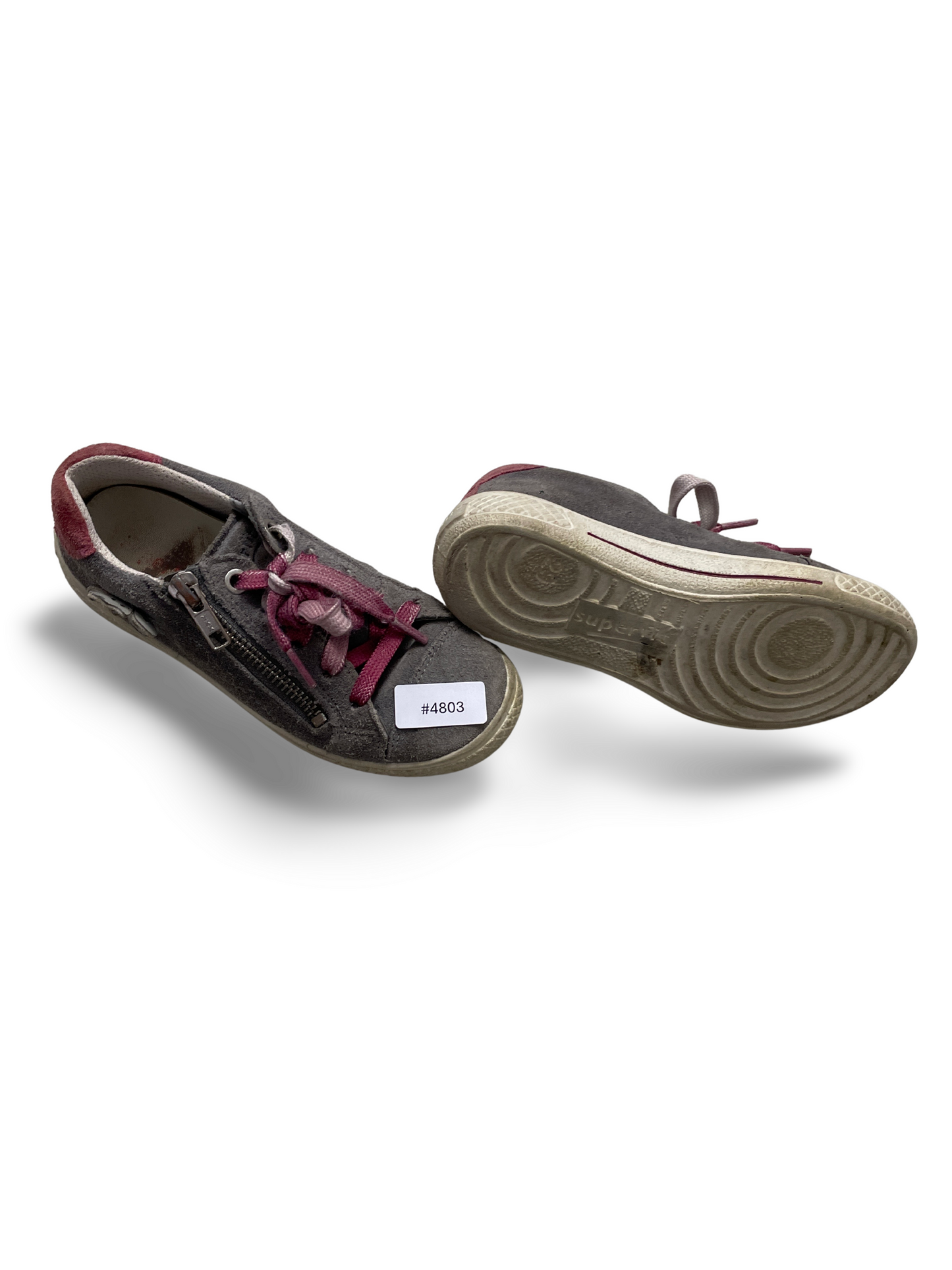 Grau-rosa Kinder Sneaker mit Reissverschluss - Gr. 29