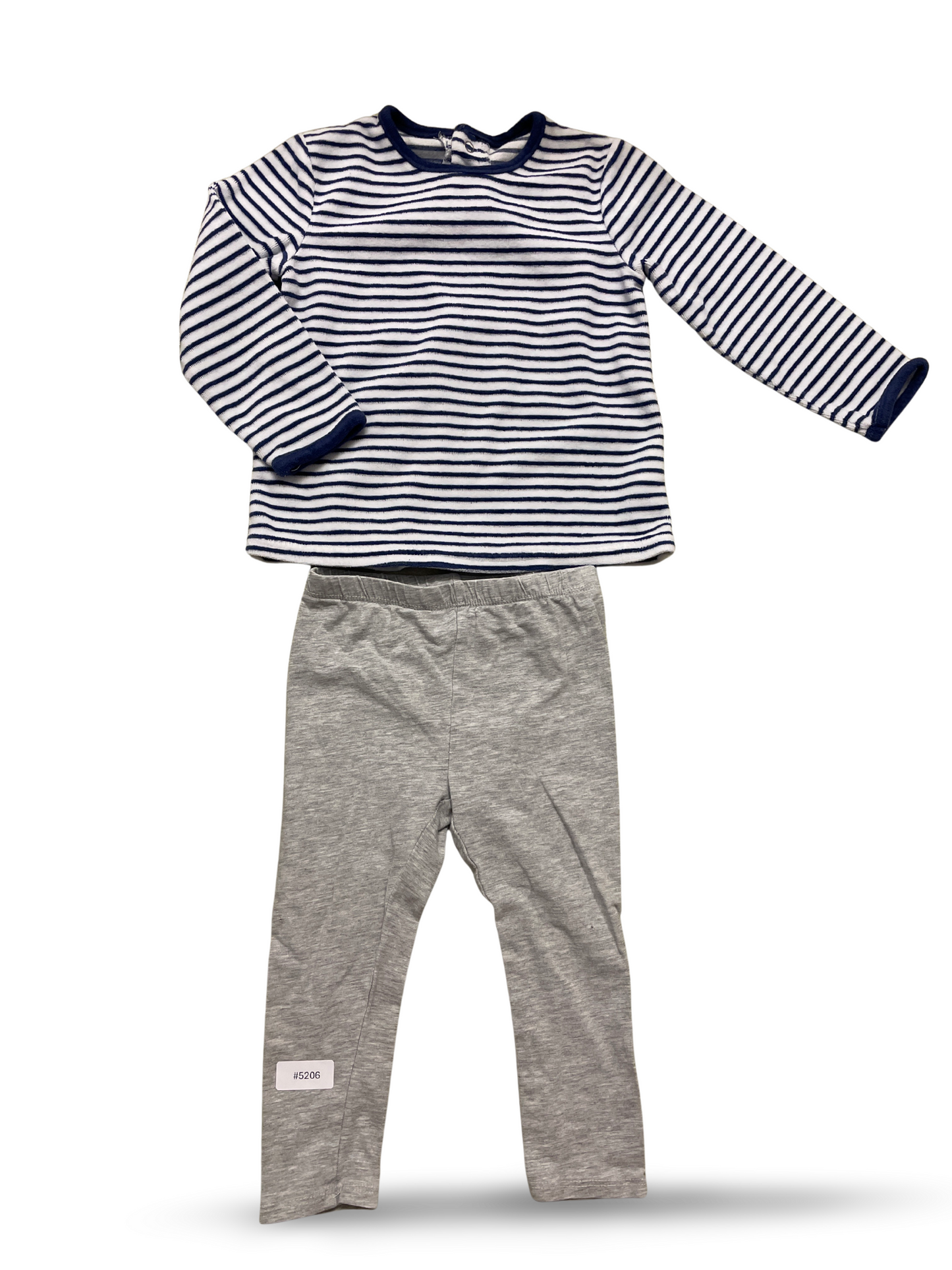 Gestreiftes Langarmshirt und graue Leggings - Gr. 86