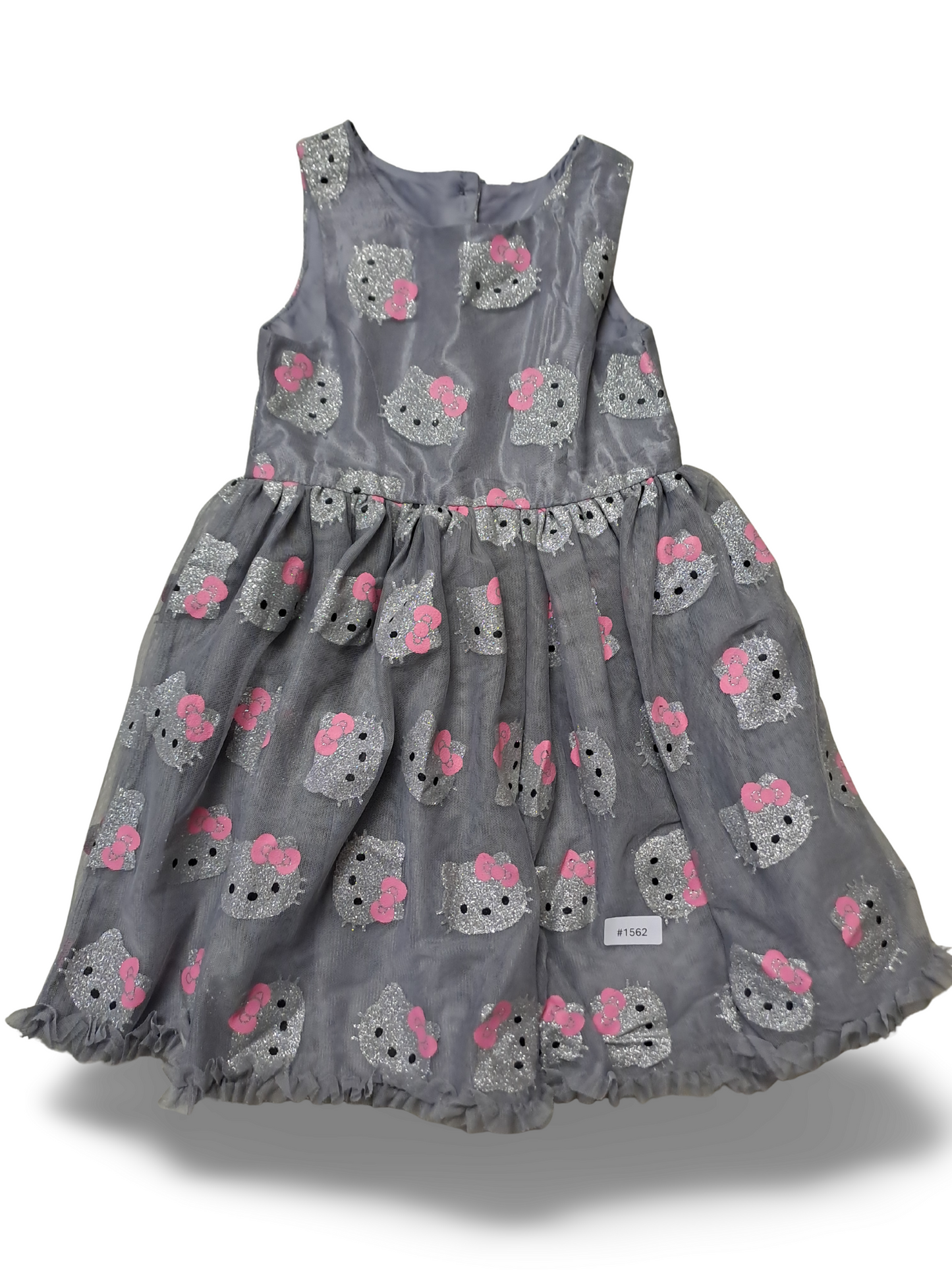 Grau-glitzerndes Kleid mit Hello Kitty-Motiv - Gr. 98