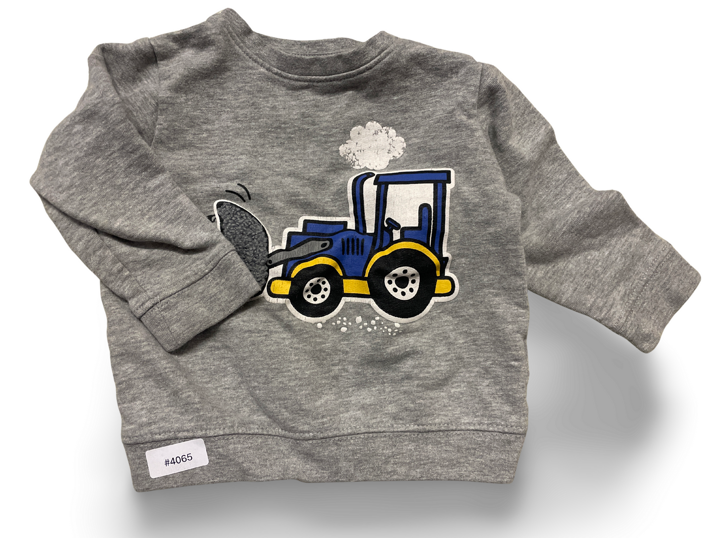 Graues Sweatshirt mit Traktorprint - Gr. 80