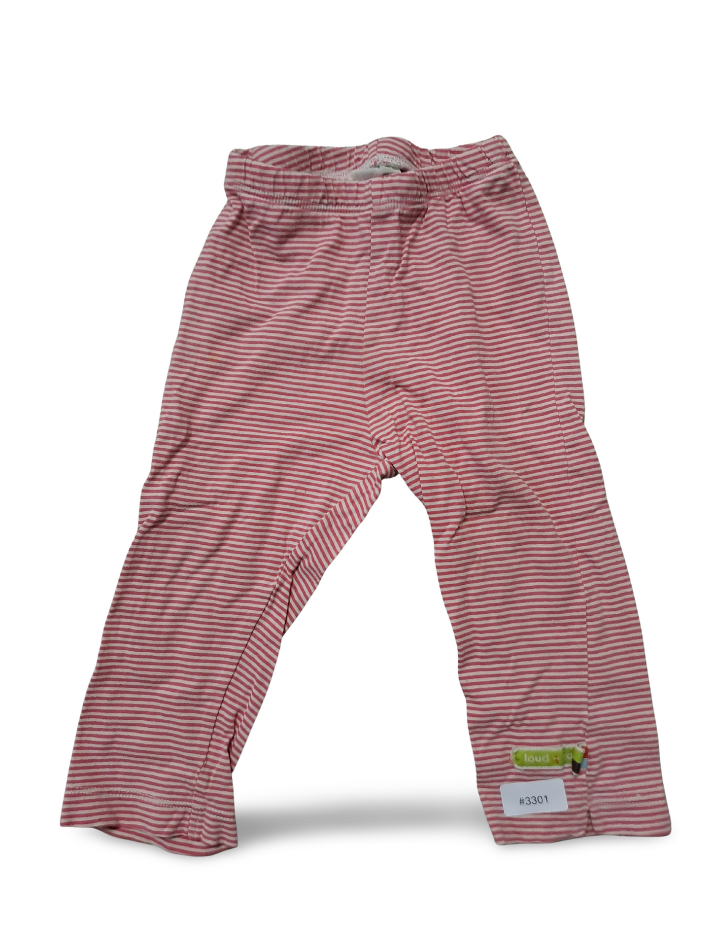 Pink and white striped leggings - size 74