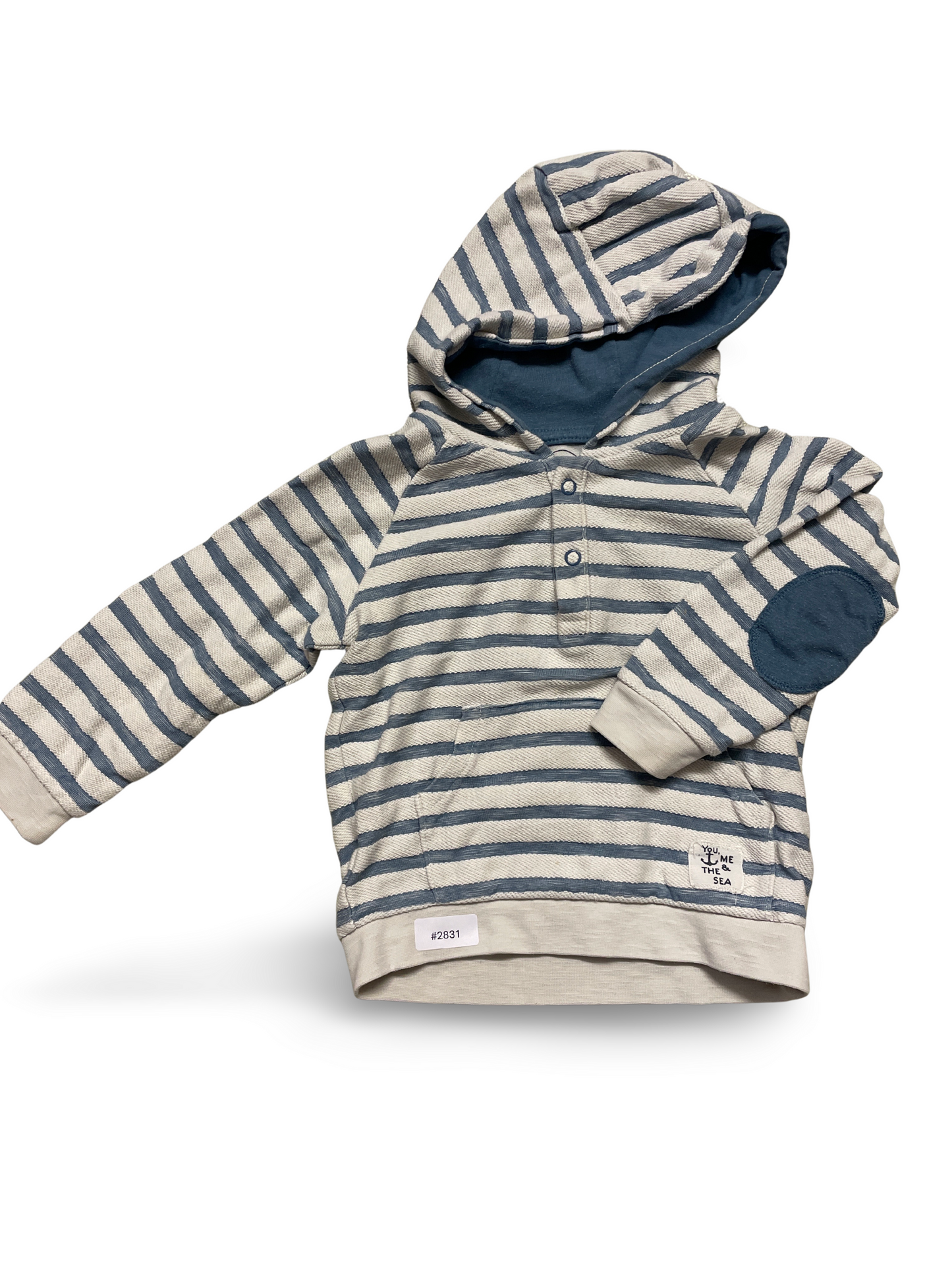 Kapuzenpullover blau-weiss gestreift - Gr. 92