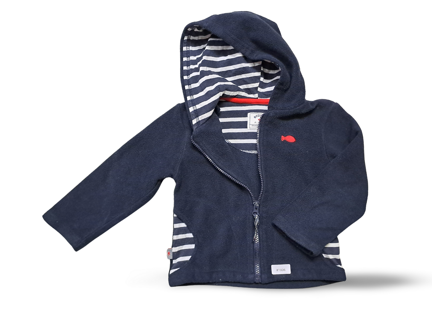 Fleece-Kapuzenjacke mit Streifenfutter - Gr. 98