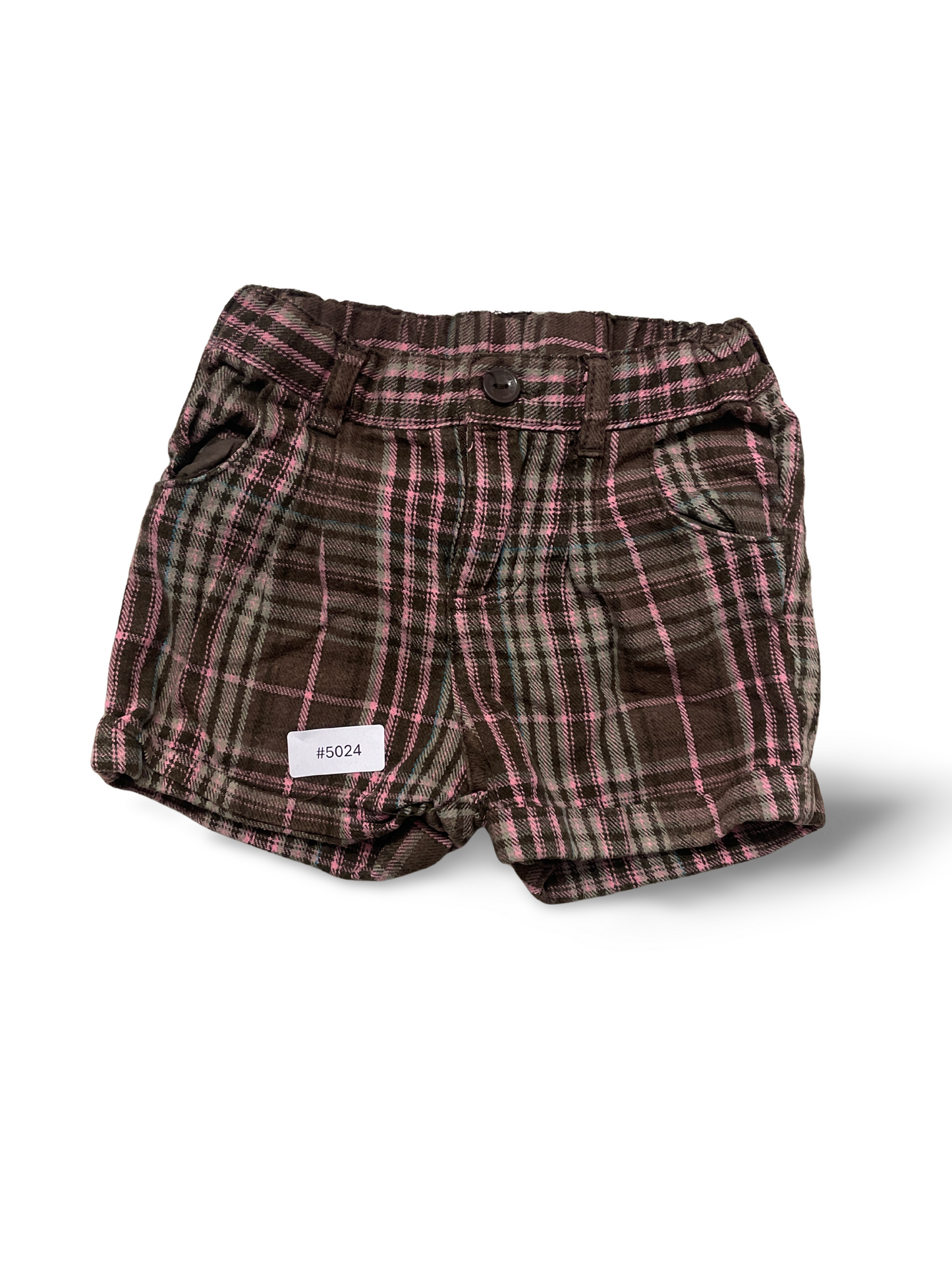 Braun-rosa karierte Shorts - Gr. 68