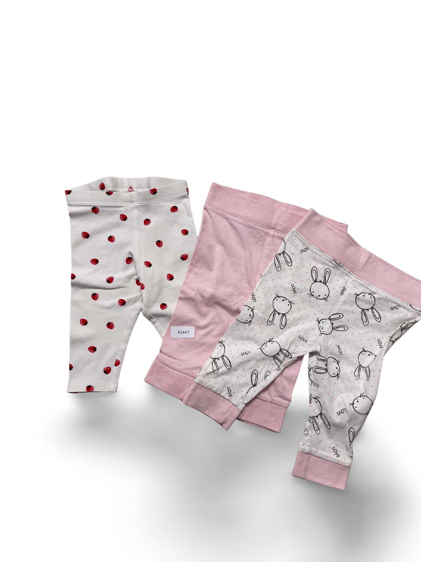 3er Bundle Leggings weiss und rosa mit Erdbeeren und Hasen - Gr. 68