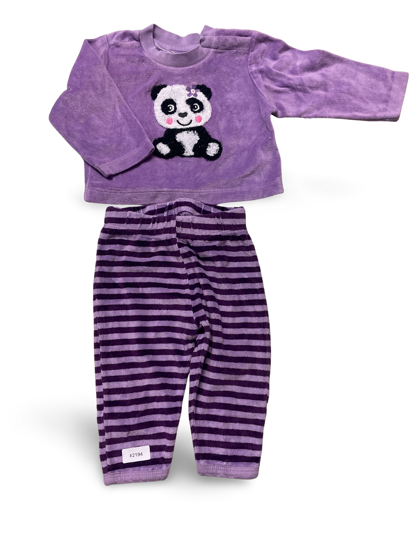 Lila Sweatshirt mit Panda und gestreifte Leggings - Gr. 68
