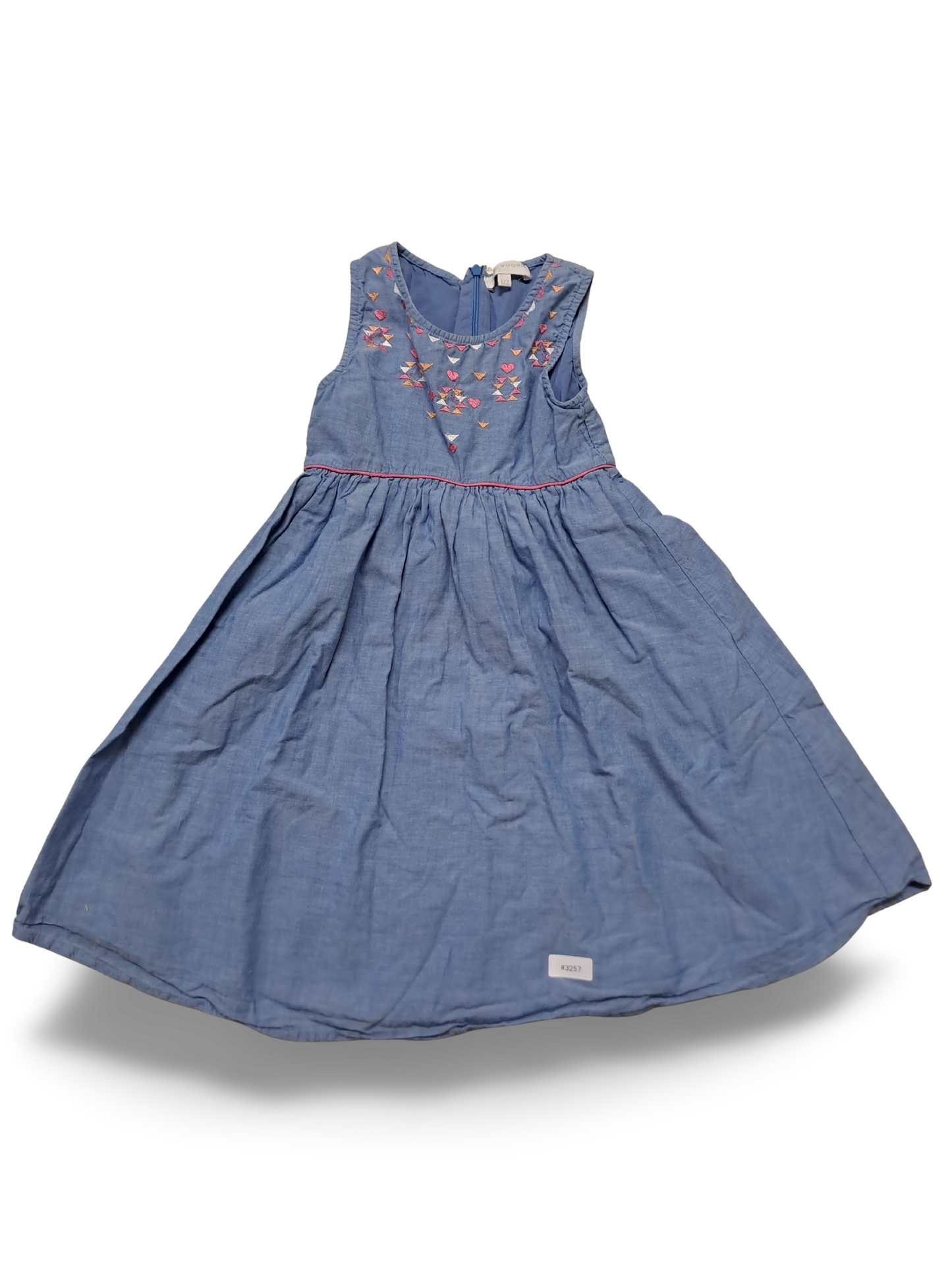 Blaues Sommerkleid mit Stickerei - Gr. 122