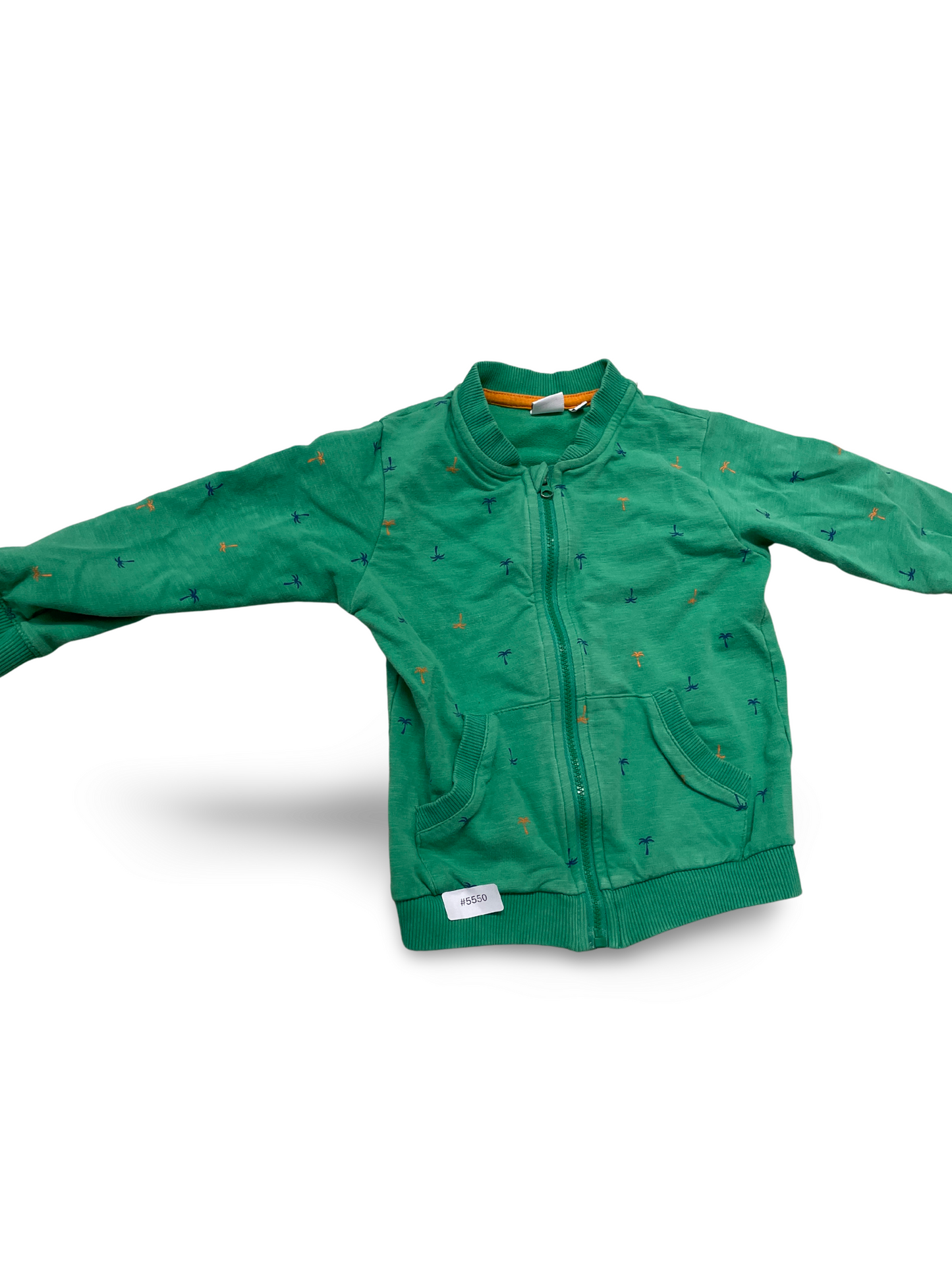 Grüne Sweatjacke mit Palmenprint - Gr. 86