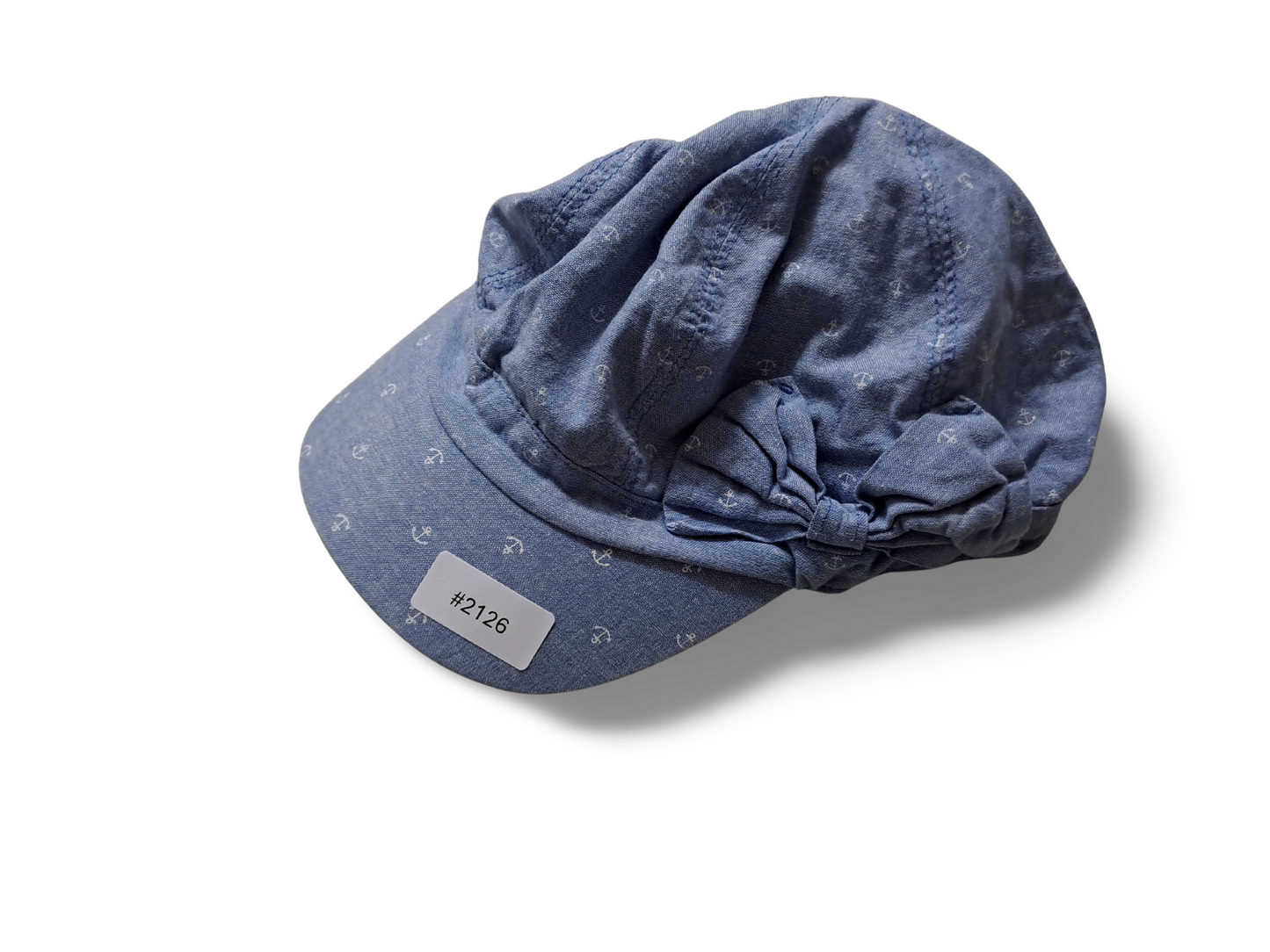 Babymütze mit Schirm und Schleife - Gr. 86