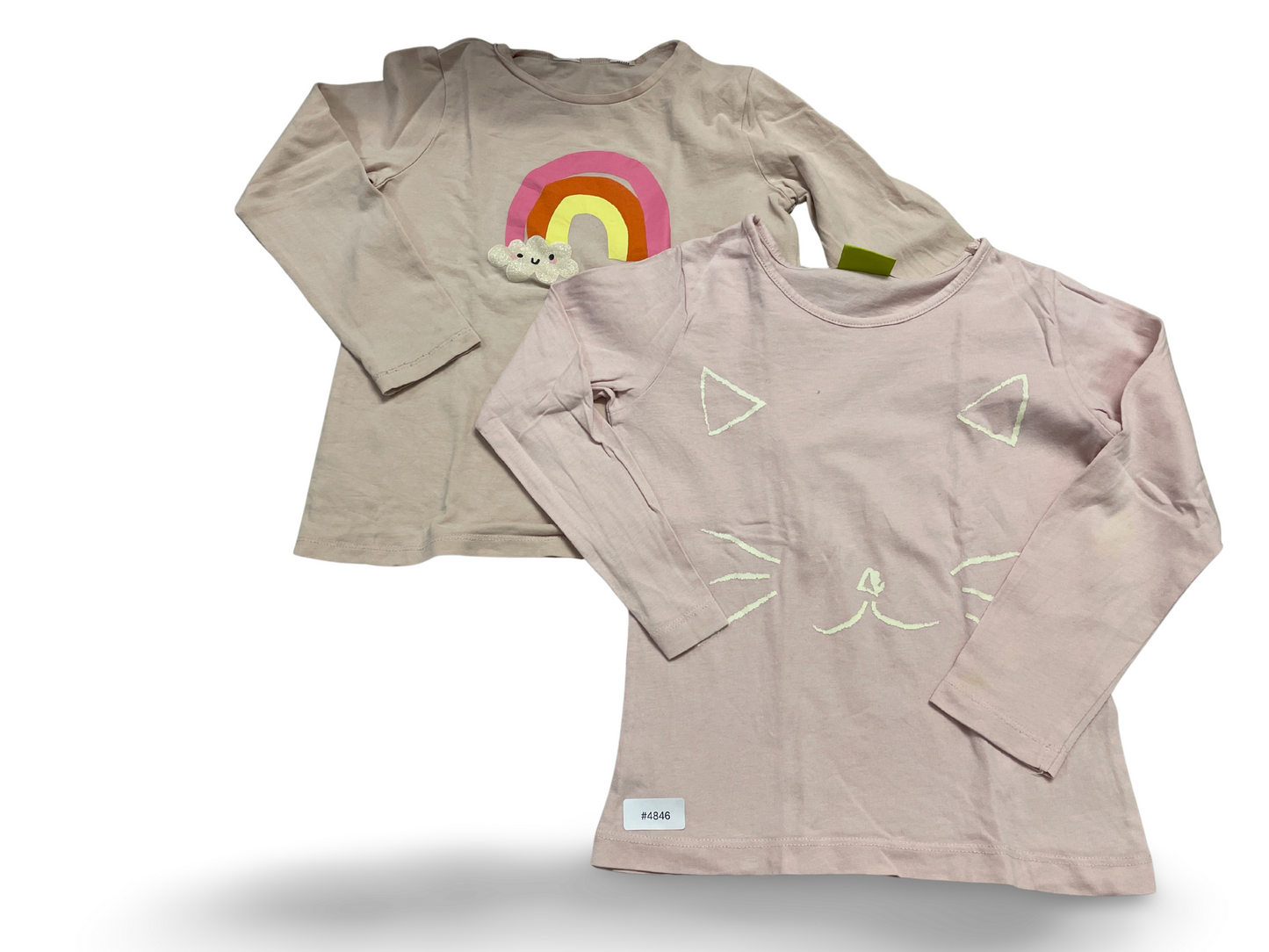 2er Bundle Langarmshirts Rosa mit Katzen- und Regenbogenmotiv - Gr. 110