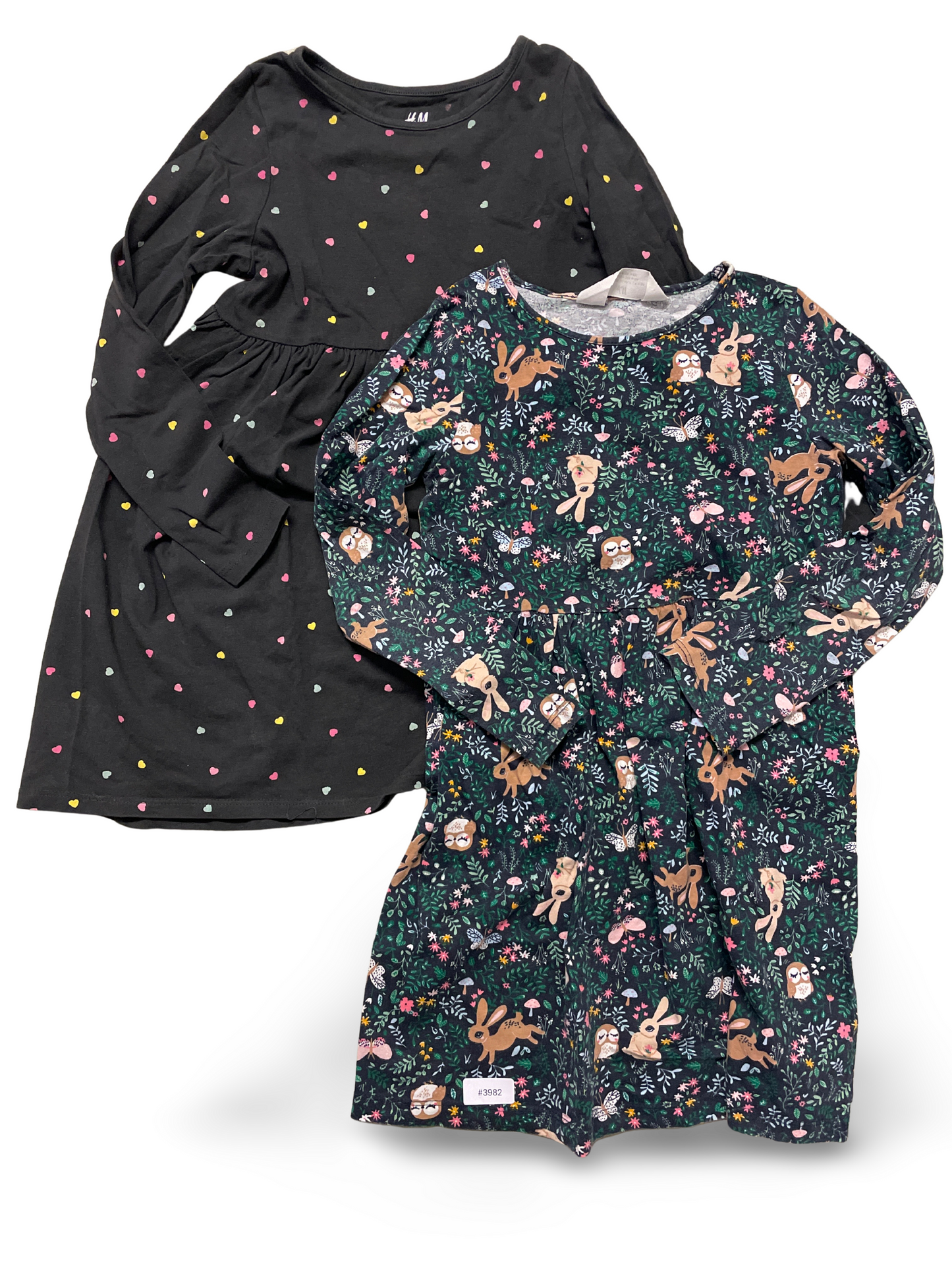 2er Bundle Langarmkleider mit Herz- und Waldtierprint - Gr. 122