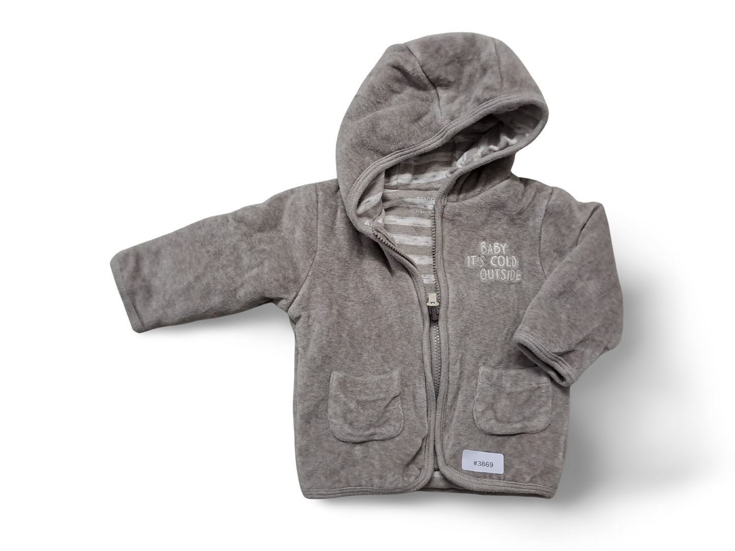 Kapuzenjacke mit Taschen und Reissverschluss - Gr. 62