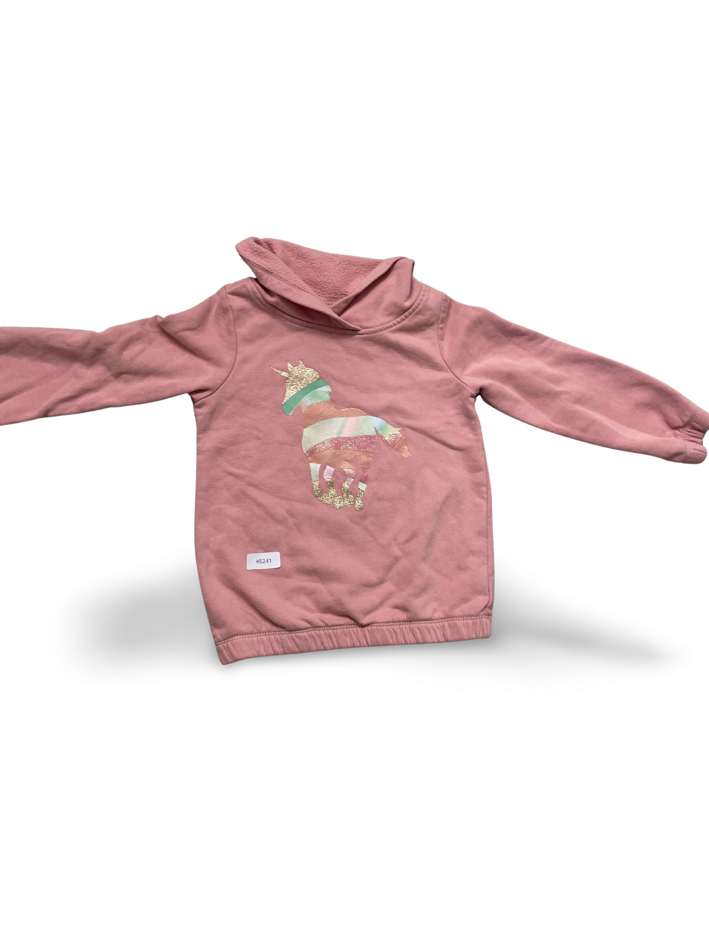 Rosa Kapuzenpullover mit Einhorn - Gr. 104