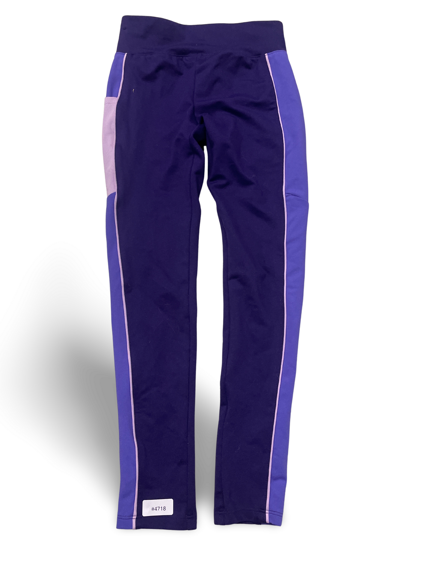 Lila Sportleggings mit Kontraststreifen - Gr. 128