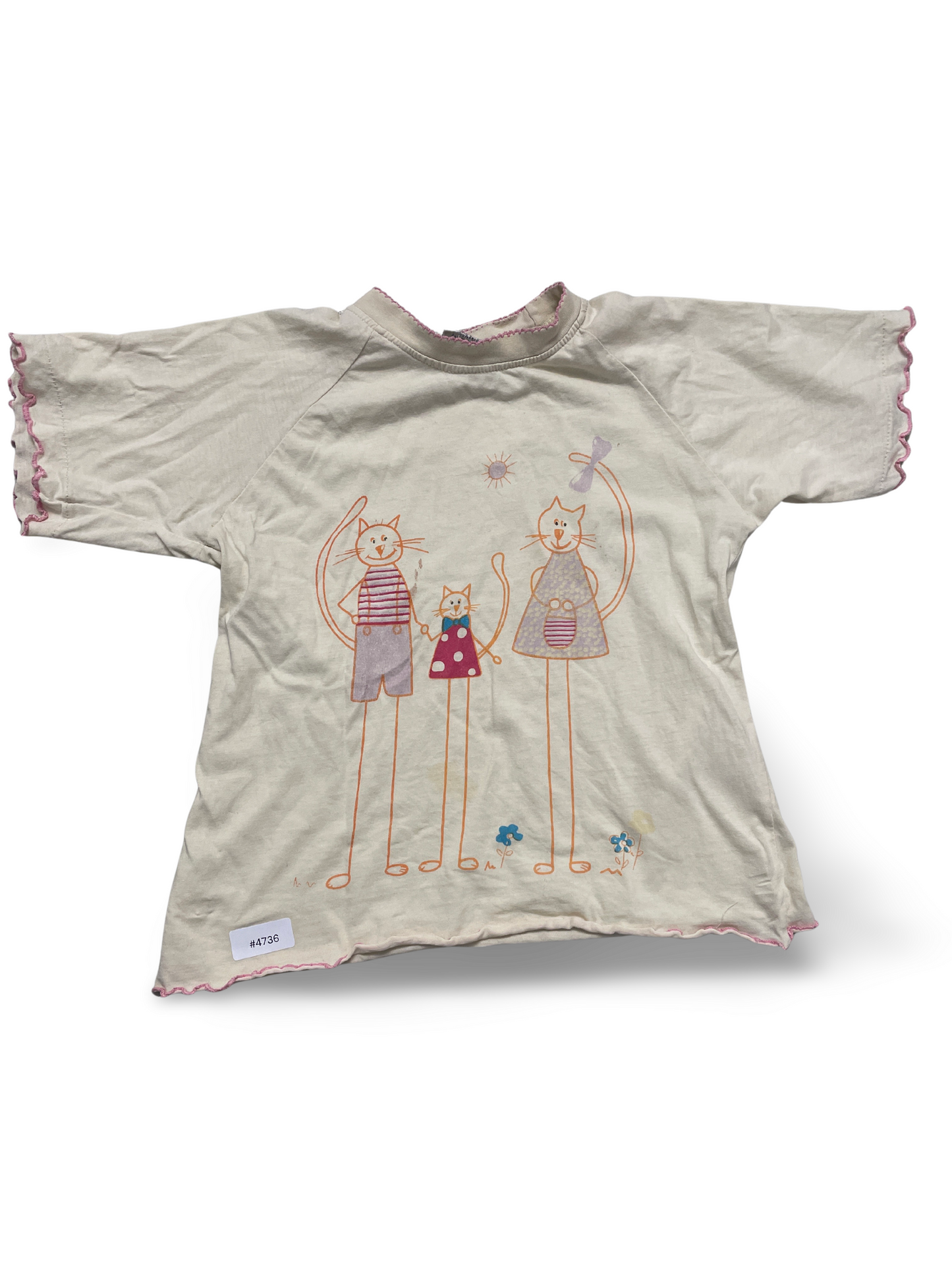 Kurzarm T-Shirt mit Katzenmotiv - Gr. 98