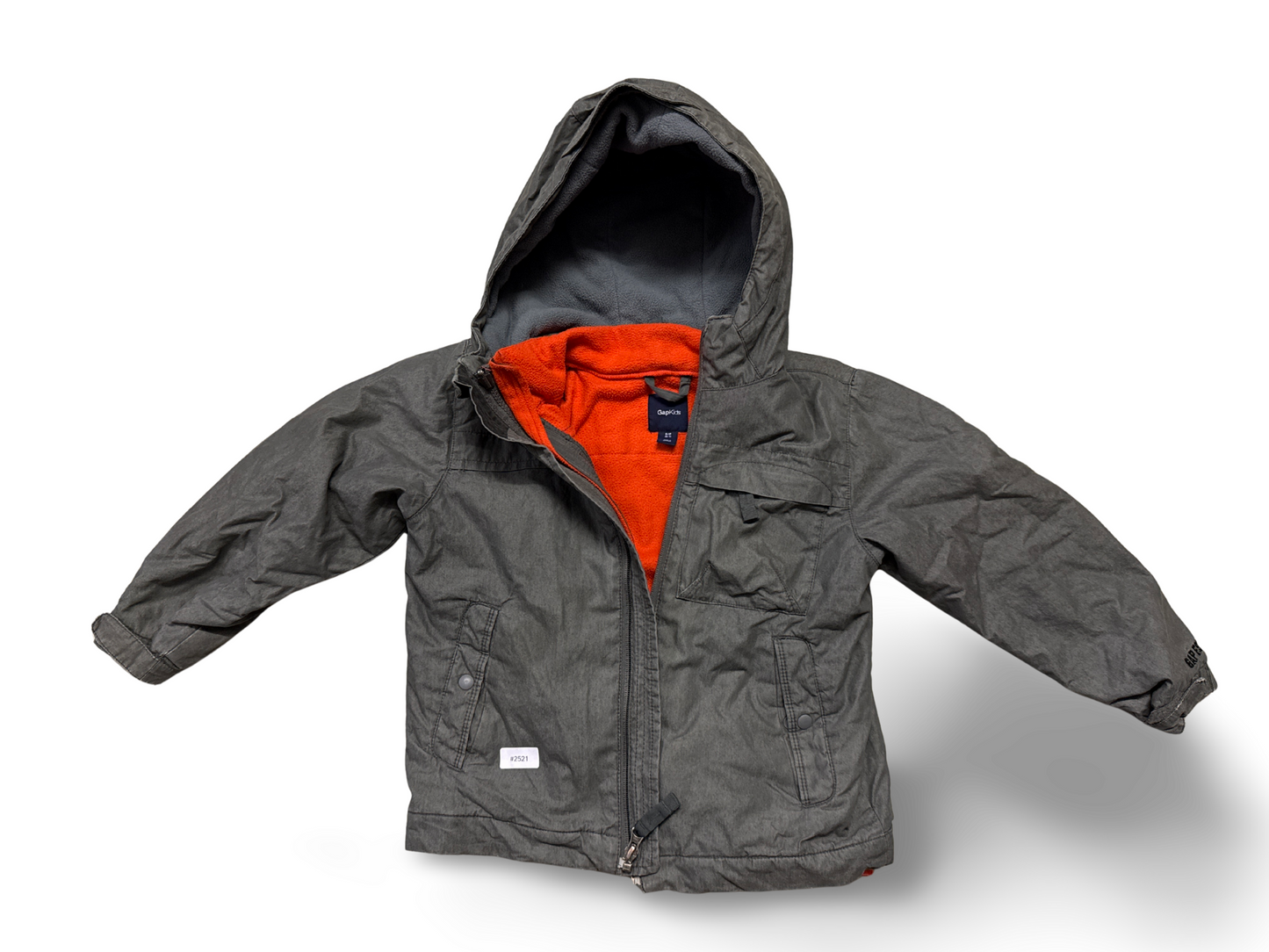 Grau-orange Winterjacke mit Kapuze - Gr. 116