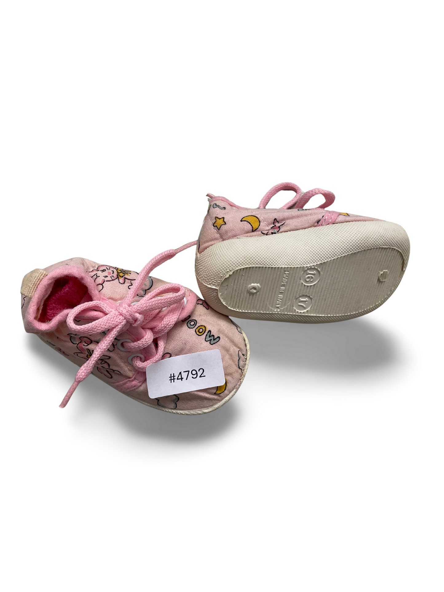 Babyschuhe rosa mit Einhorn- und Mondmotiv - Gr. 18
