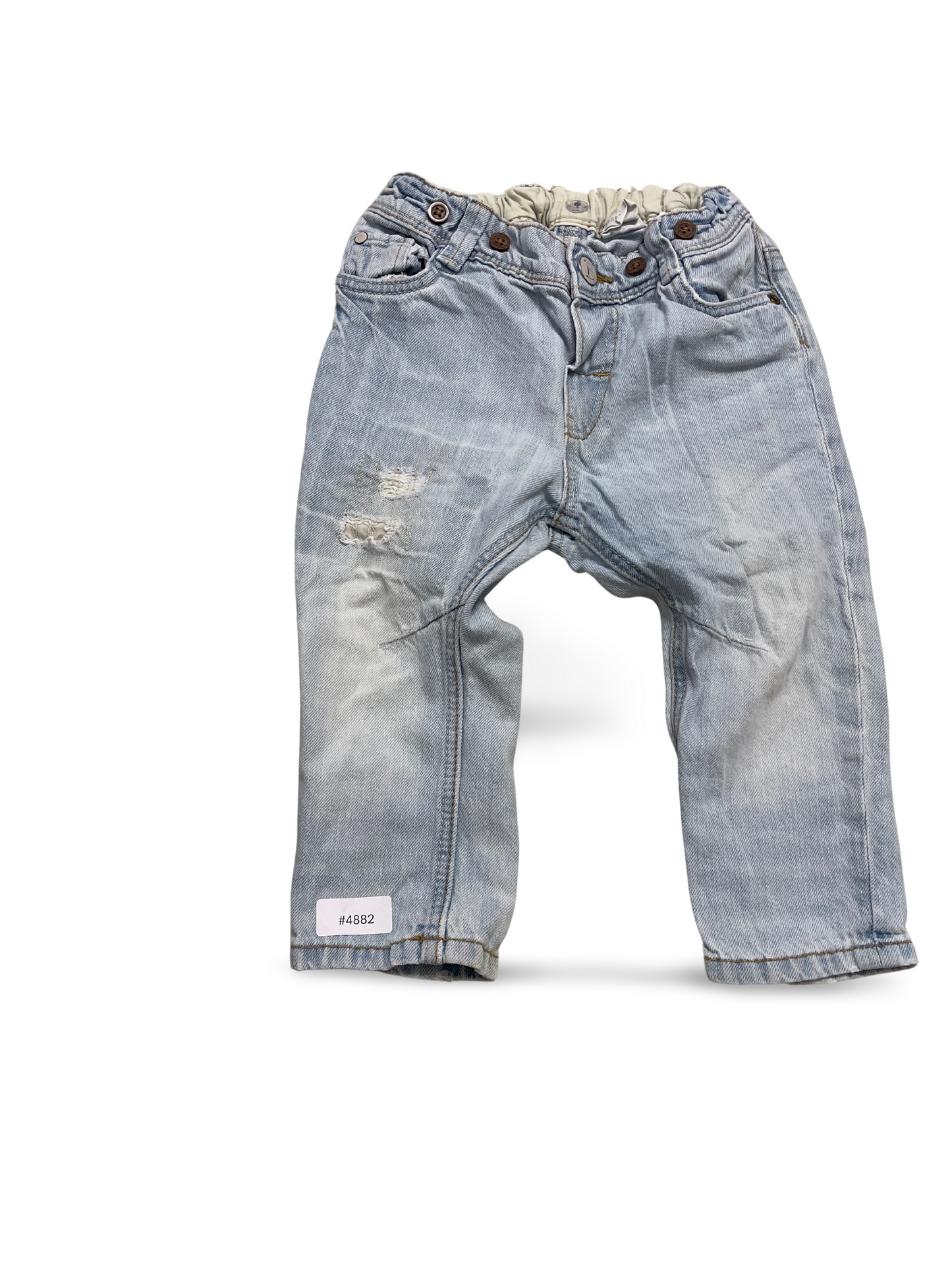 Hellblaue Jeanshose mit elastischem Bund und Used-Look - Gr. 80