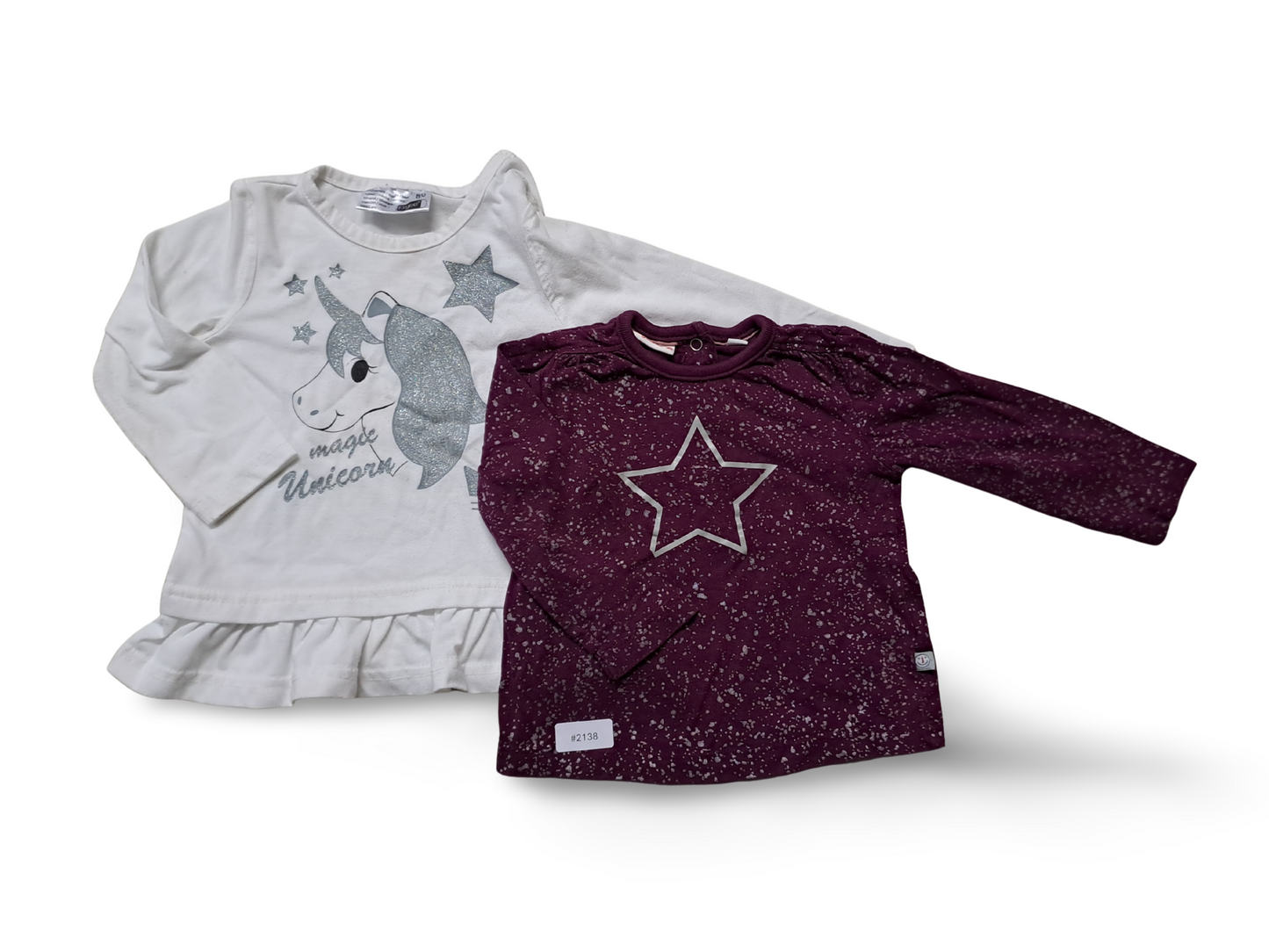 2er Bundle Langarmshirts Einhorn und Stern - Gr. 80