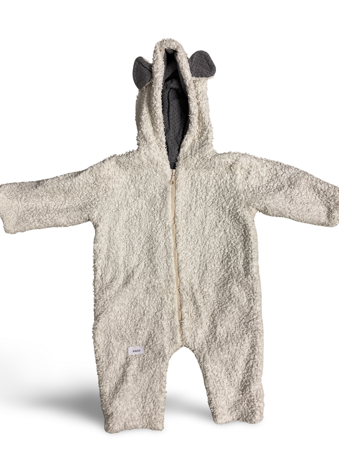 Pyjama en peluche blanc avec oreilles - Taille 74