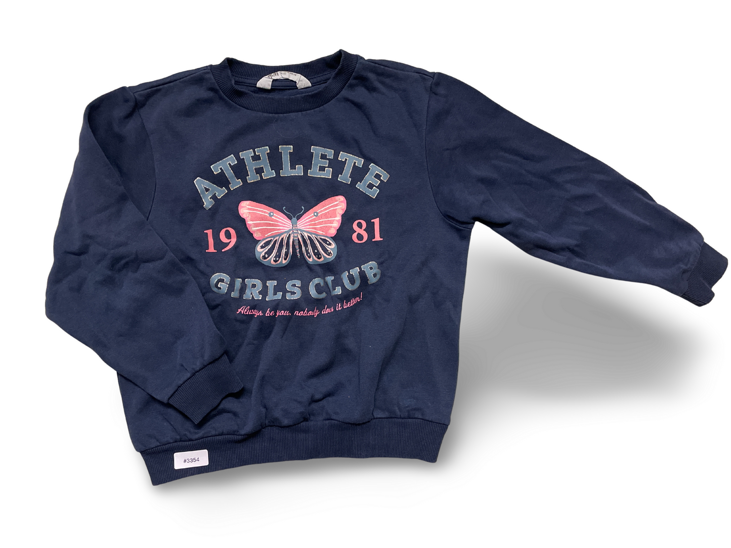 Dark blue sweatshirt with butterfly - size 122