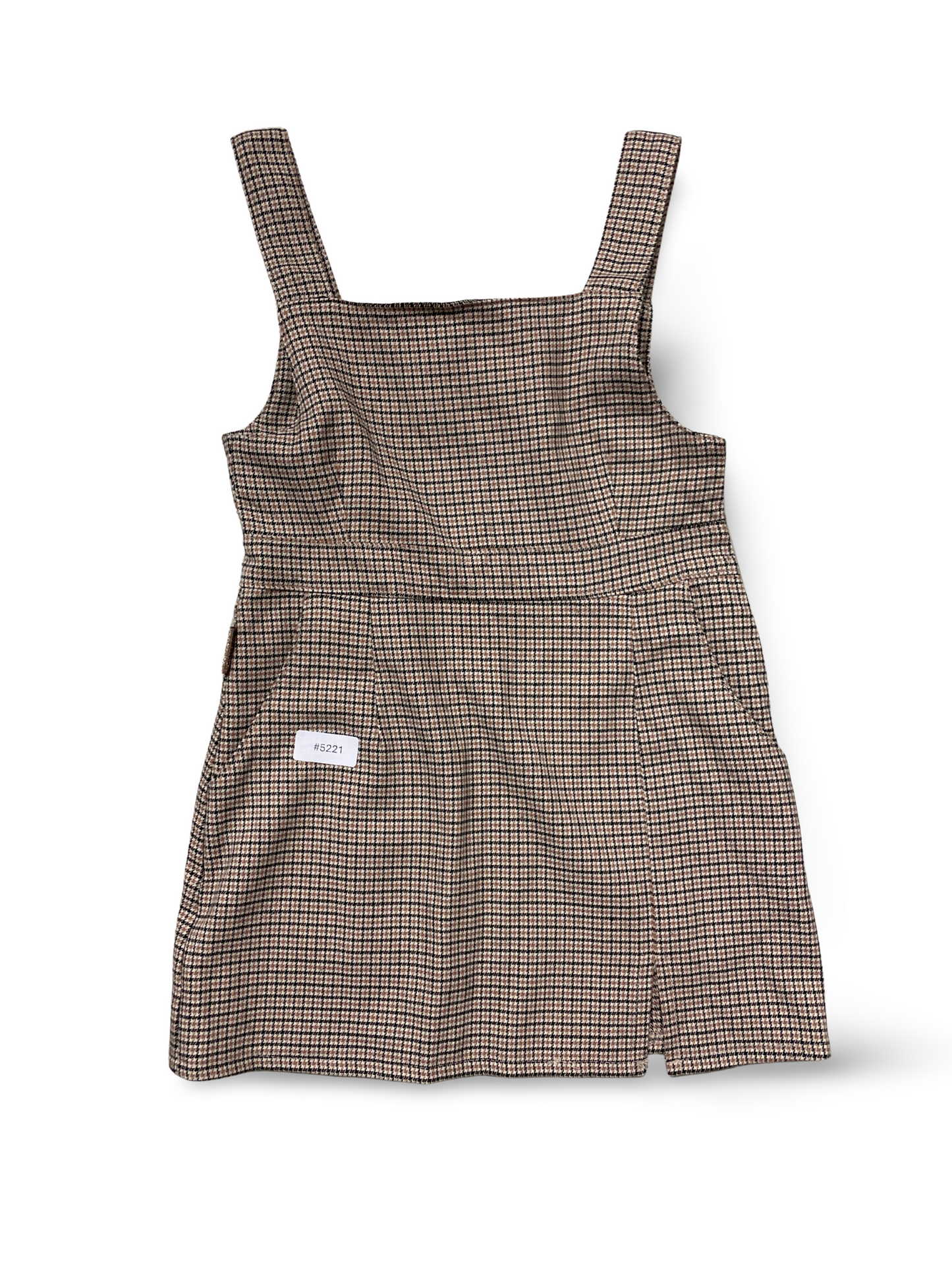Braun kariertes Trägerkleid - Gr. 116