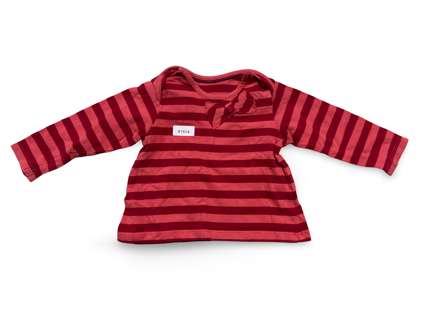 Gestreiftes Langarmshirt mit Schleife - Gr. 68