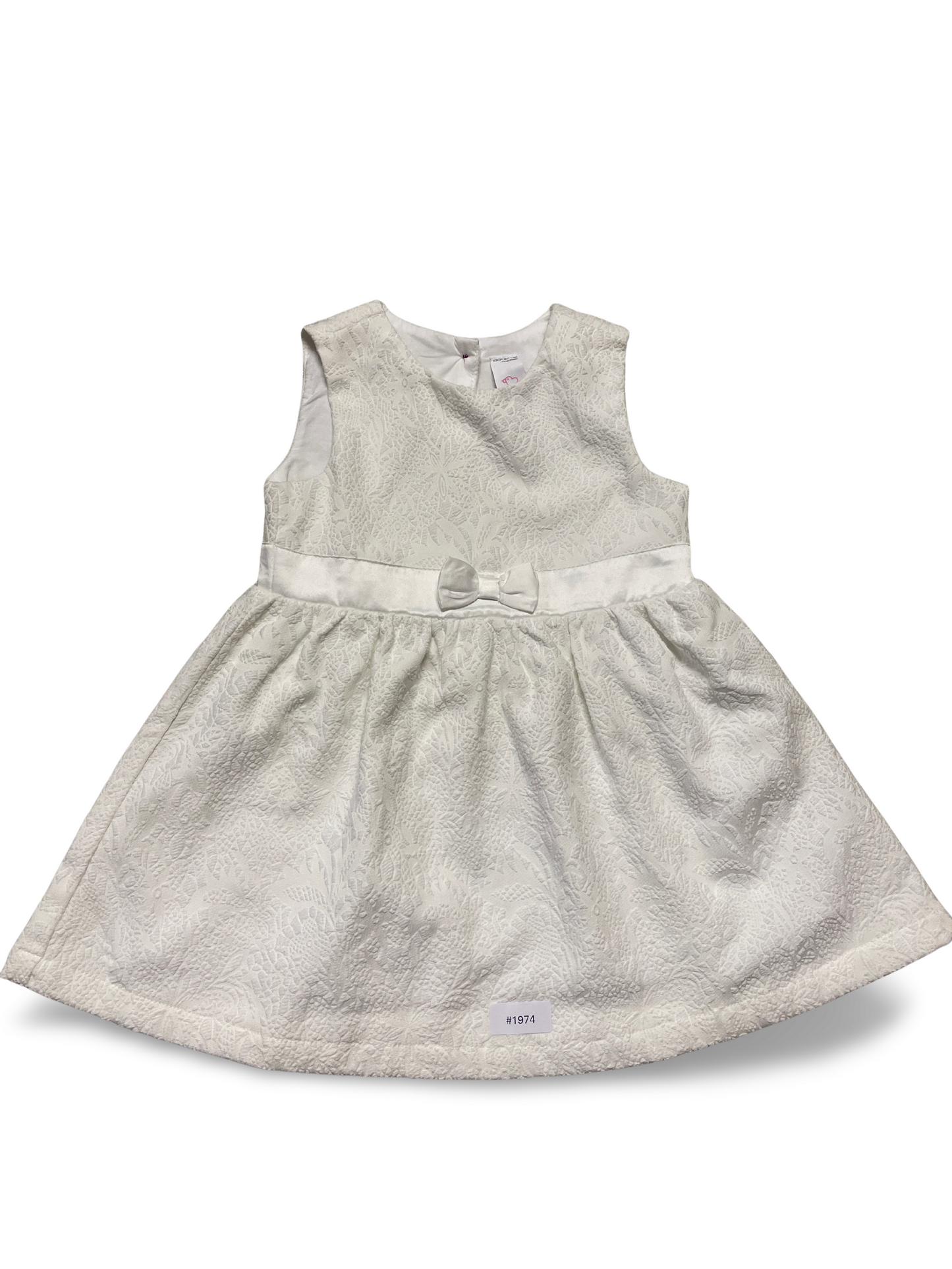 Weisses Kleid mit Schleife - Gr. 86