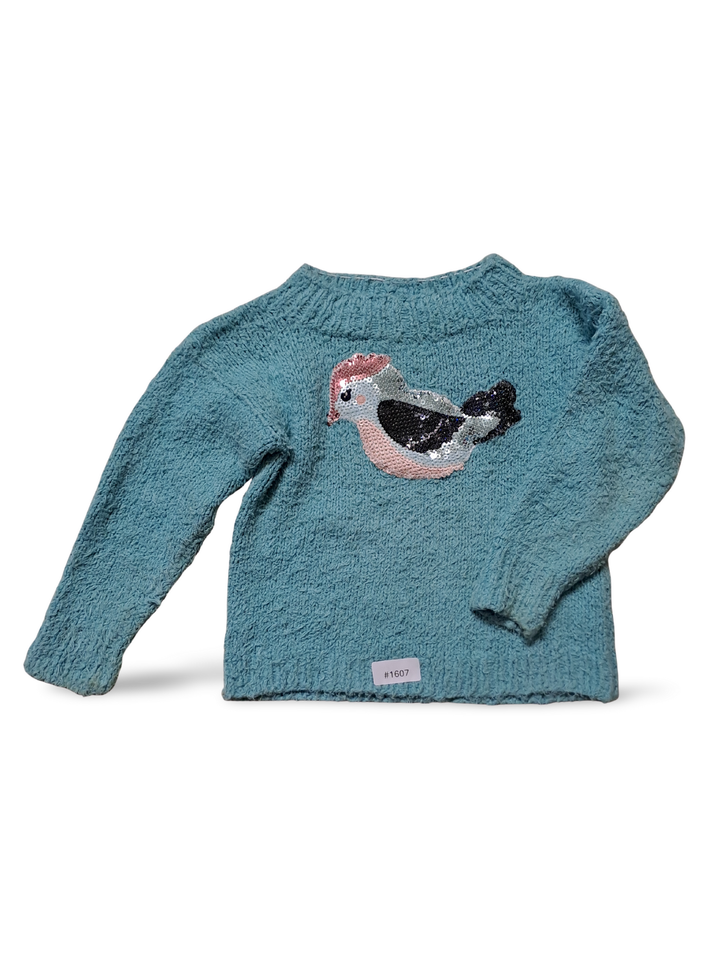 Strickpullover mit Vogelpailletten - Gr. 98