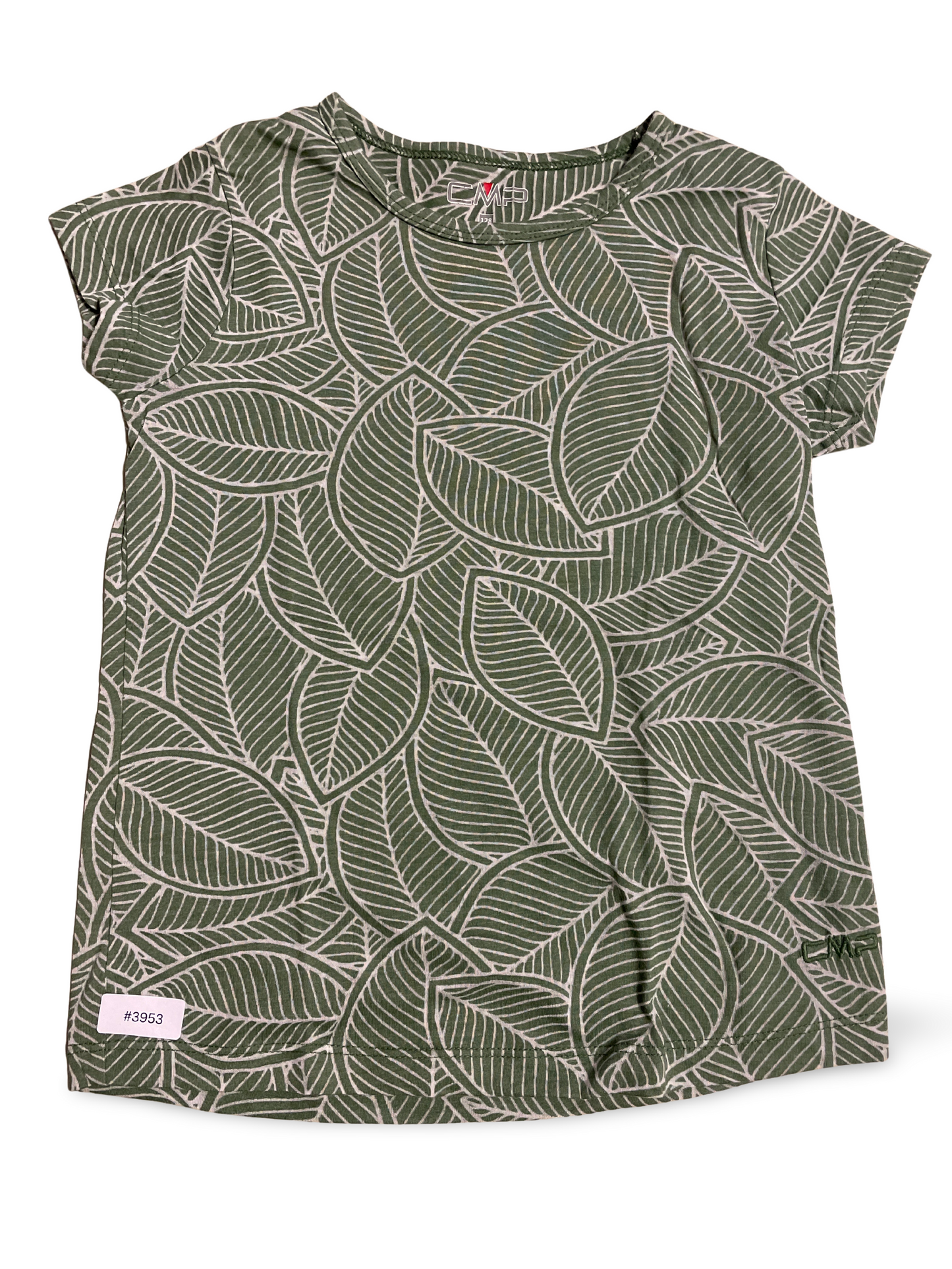 T-shirt vert avec motif feuilles - Taille 128