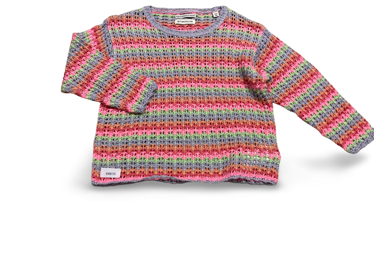 Gehäkelter Streifenpullover - Gr. 104