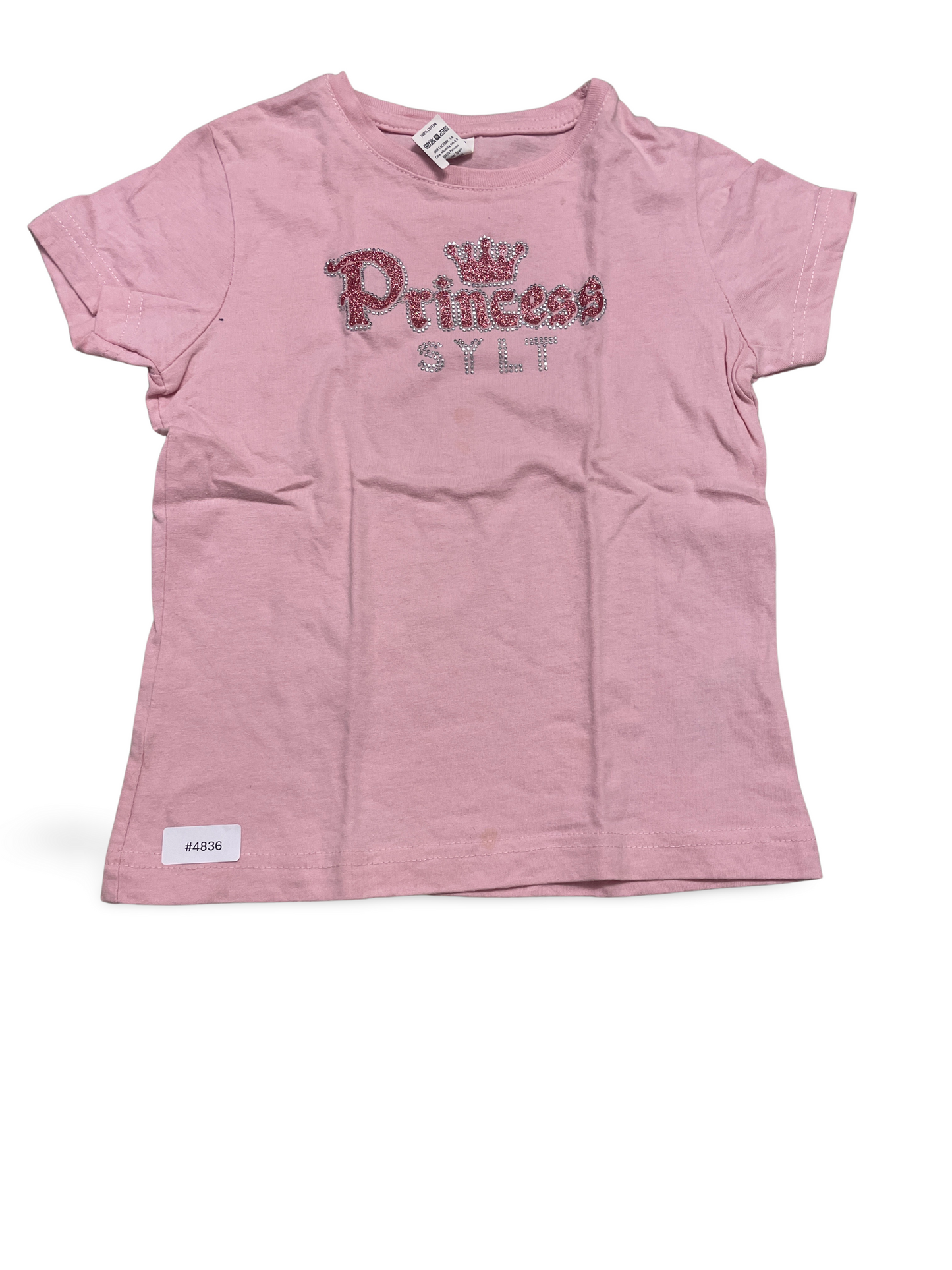 Rosa T-Shirt mit Princess Strass - Gr. 116