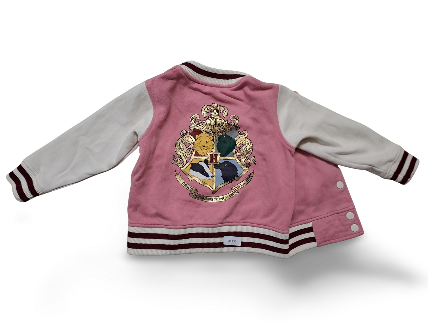 Collegejacke Rosa-Weiss mit Wappen - Gr. 98