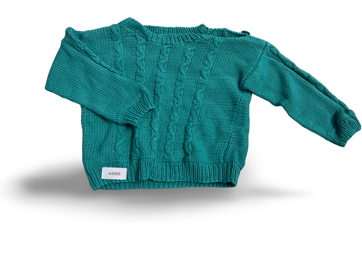 Türkis Kabelstrick Pullover - Gr. 68