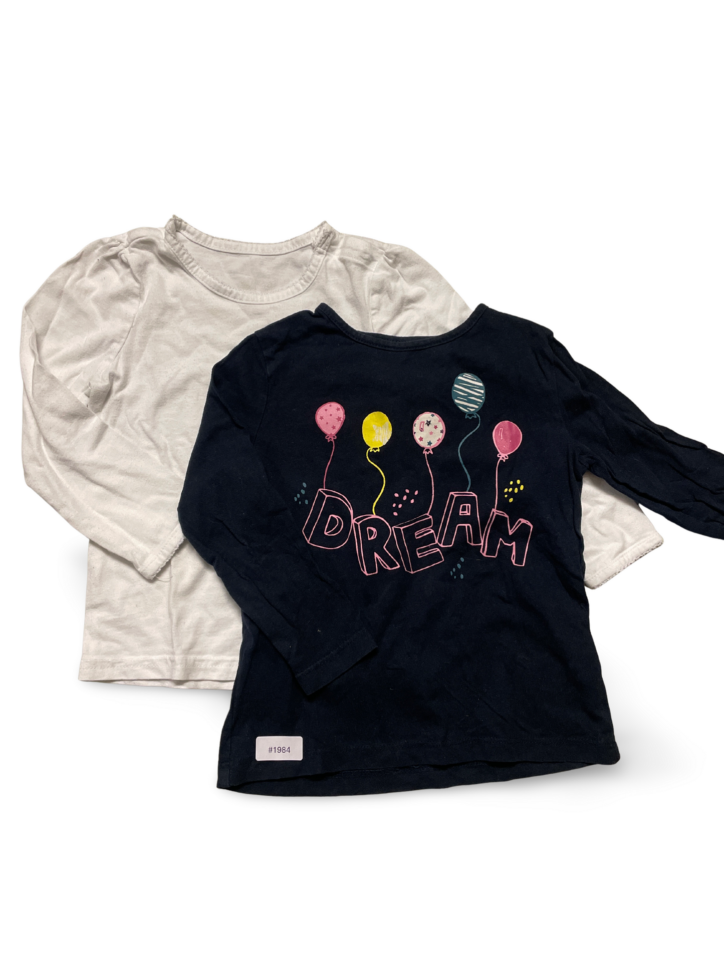 2er Bundle Langarmshirts weiss und dunkelblau mit Ballonprint - Gr. 86