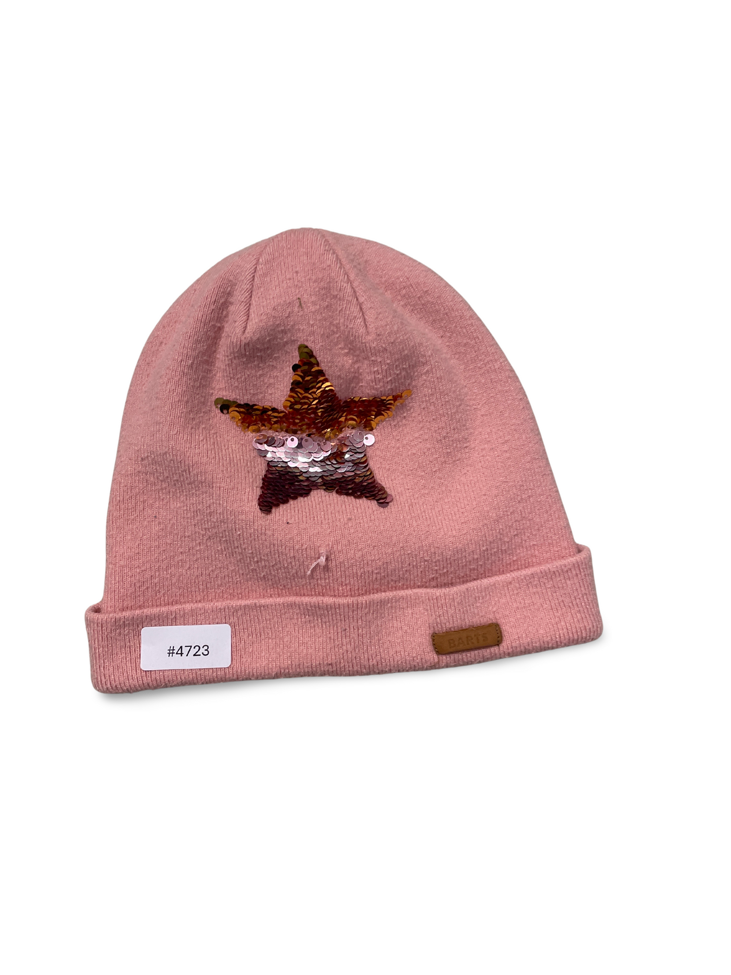 Rosa Beanie mit Paillettenstern - Gr. 128