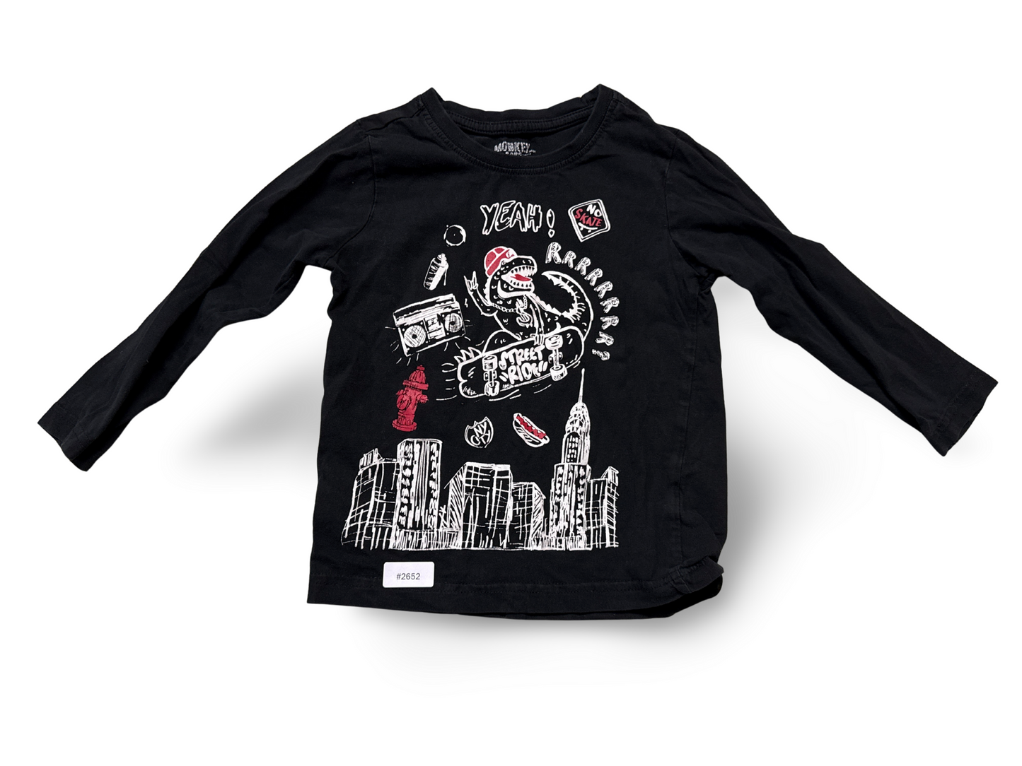 Langarmshirt mit Skateboard-Dino-Print - Gr. 104