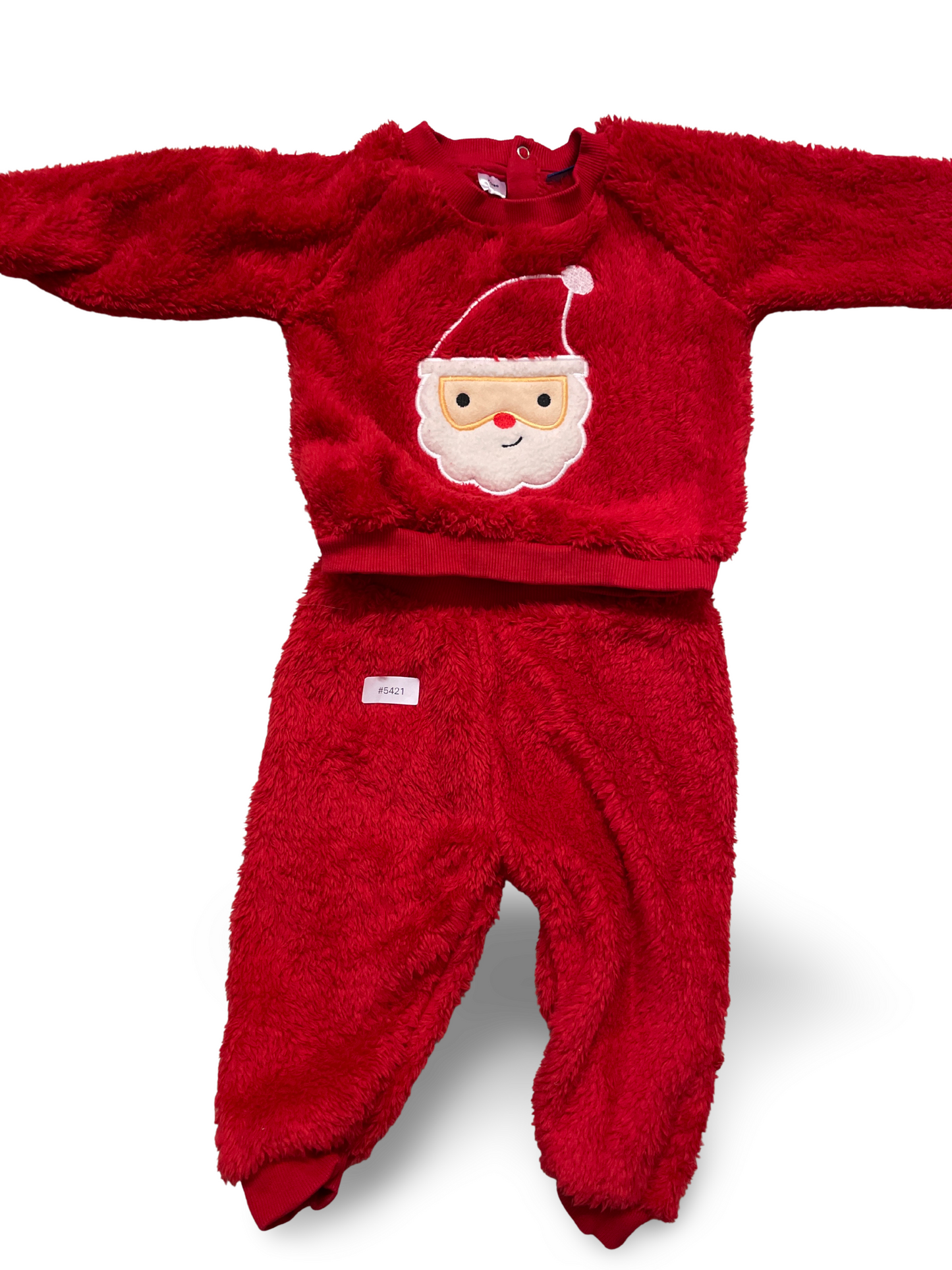 Flauschiges Weihnachts-Set Pullover und Hose mit Fuessen - Gr. 74