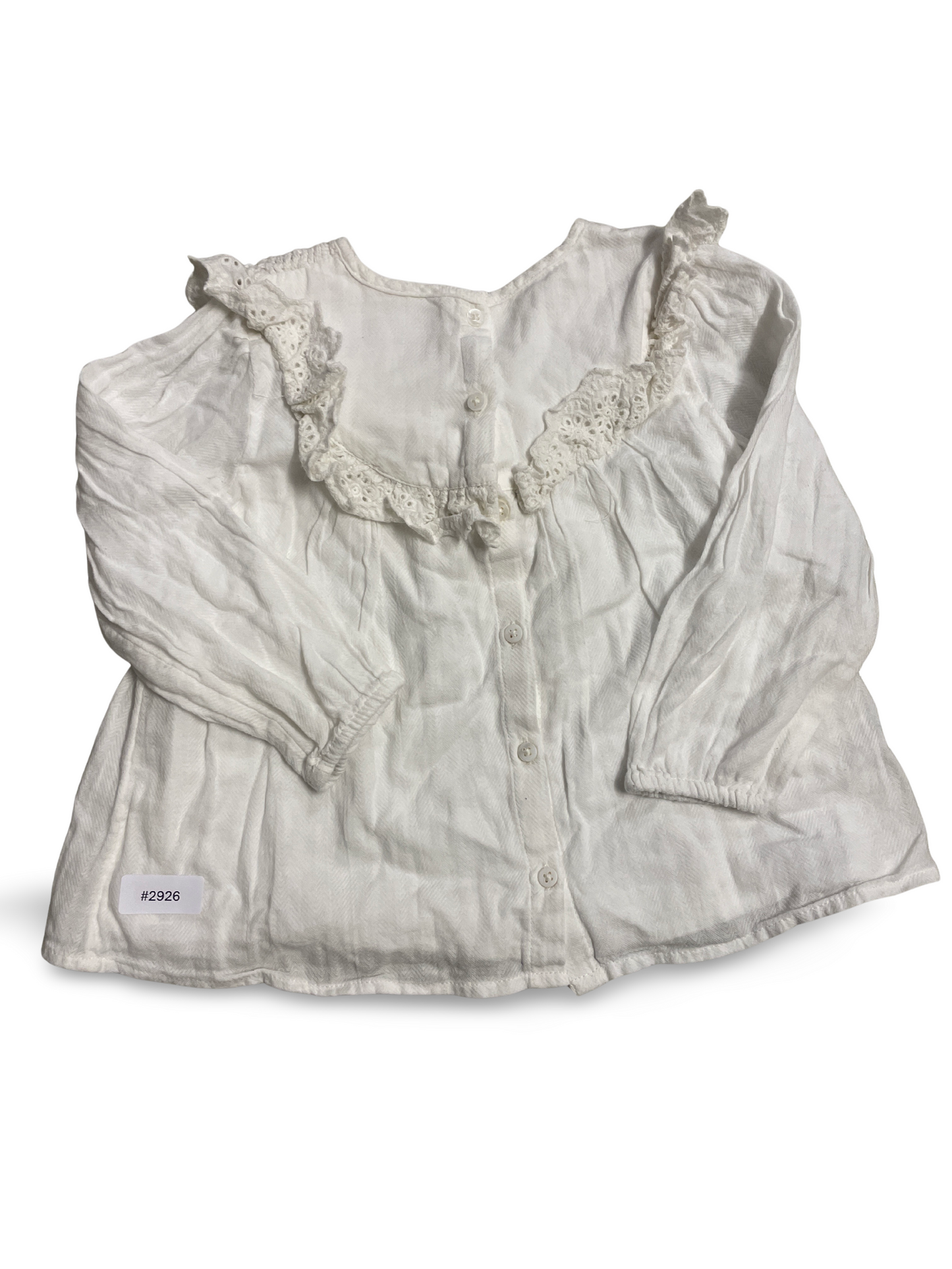 Weisse Bluse mit Rüschenkragen - Gr. 98