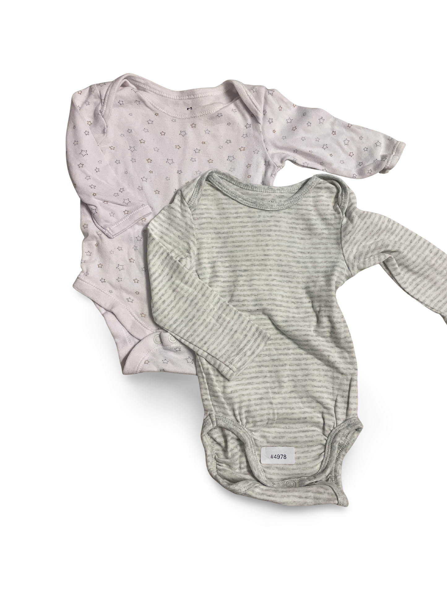2er Bundle Langarmbody Sternchen und Grau gestreift - Gr. 68